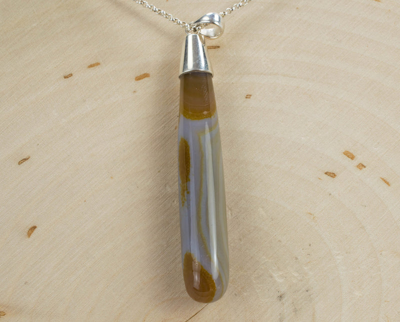 Agate Pendant; Natural Untreated Brazil Banded Agate