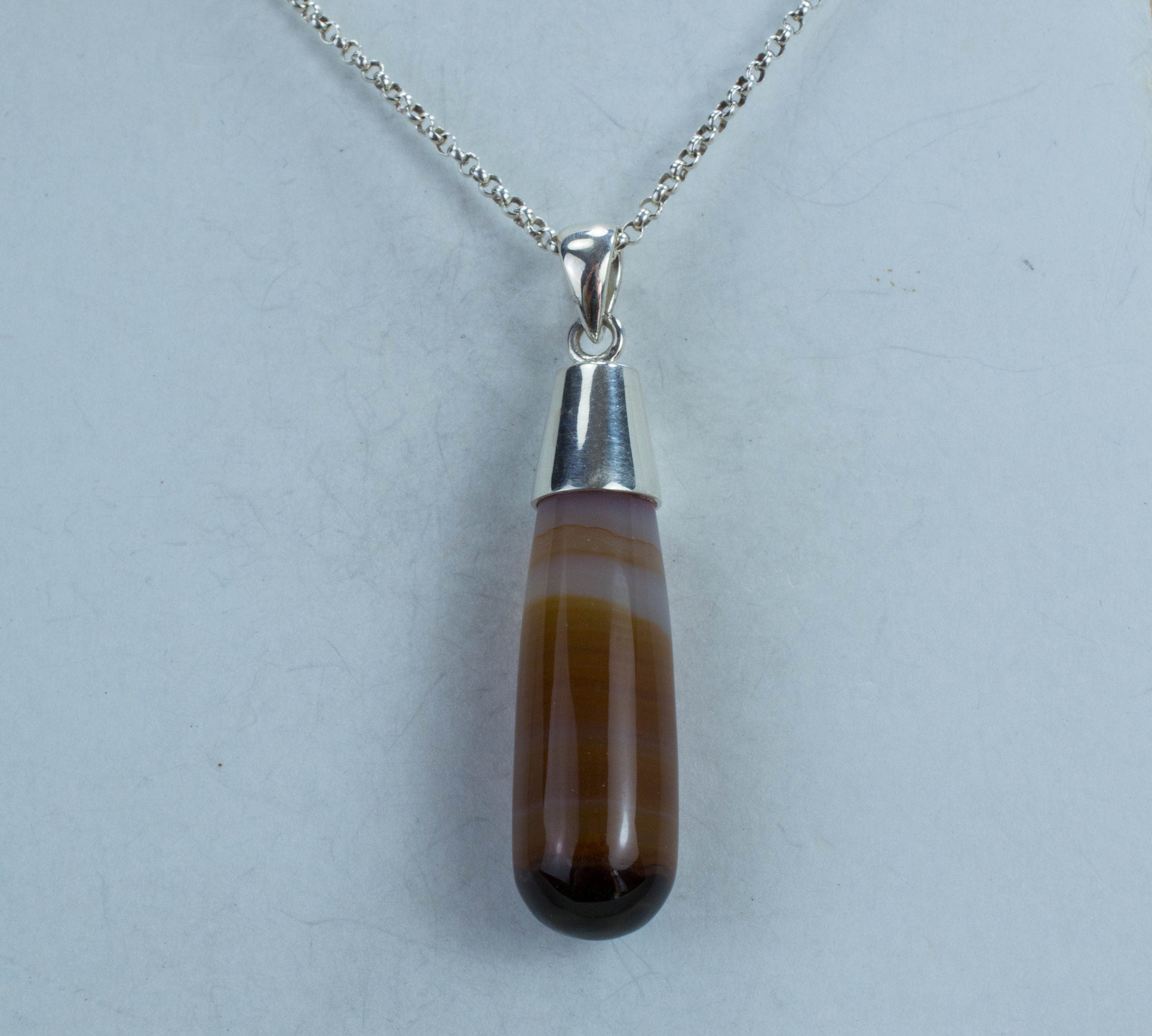 Agate Pendant; Natural Untreated Brazilian Banded Agate - Mark Oliver Gems