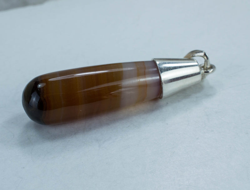 Agate Pendant; Natural Untreated Brazilian Banded Agate