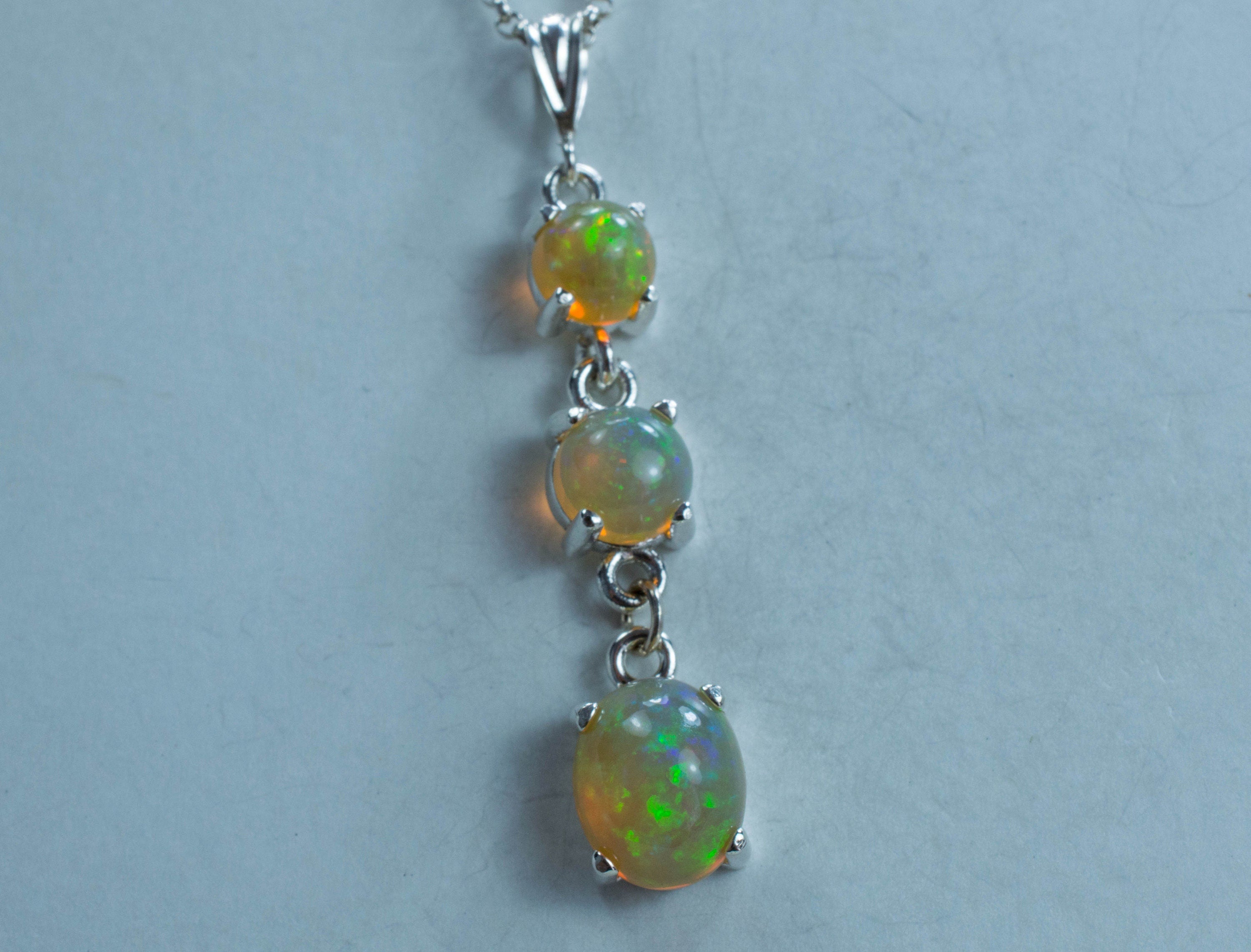 Welo Opal Sterling Silver Pendant, Genuine Untreated Ethiopian Opals - Mark Oliver Gems