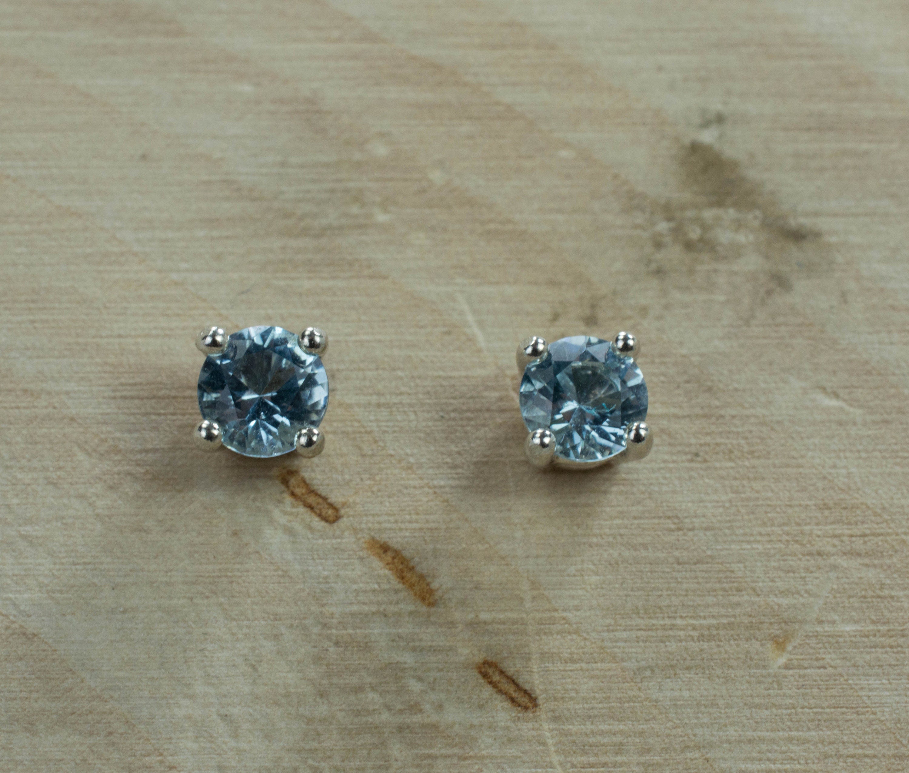 Aquamarine Earrings; Natural Untreated Madagascar Aquamarine - Mark Oliver Gems