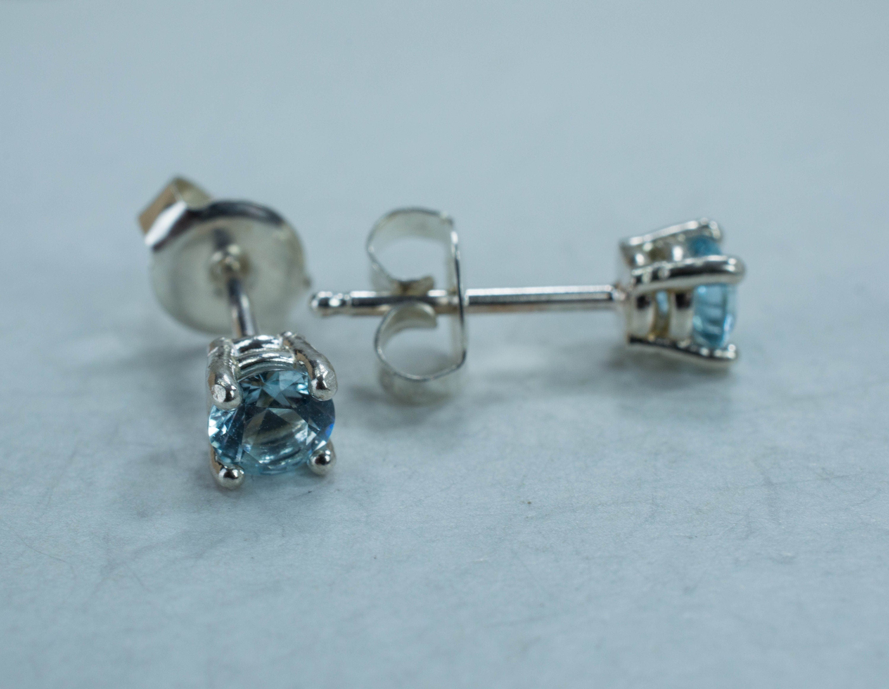 Aquamarine Earrings; Natural Untreated Madagascar Aquamarine - Mark Oliver Gems