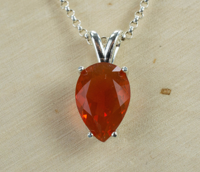 Fire Opal Pendant, Natural Untreated Mexico Opal