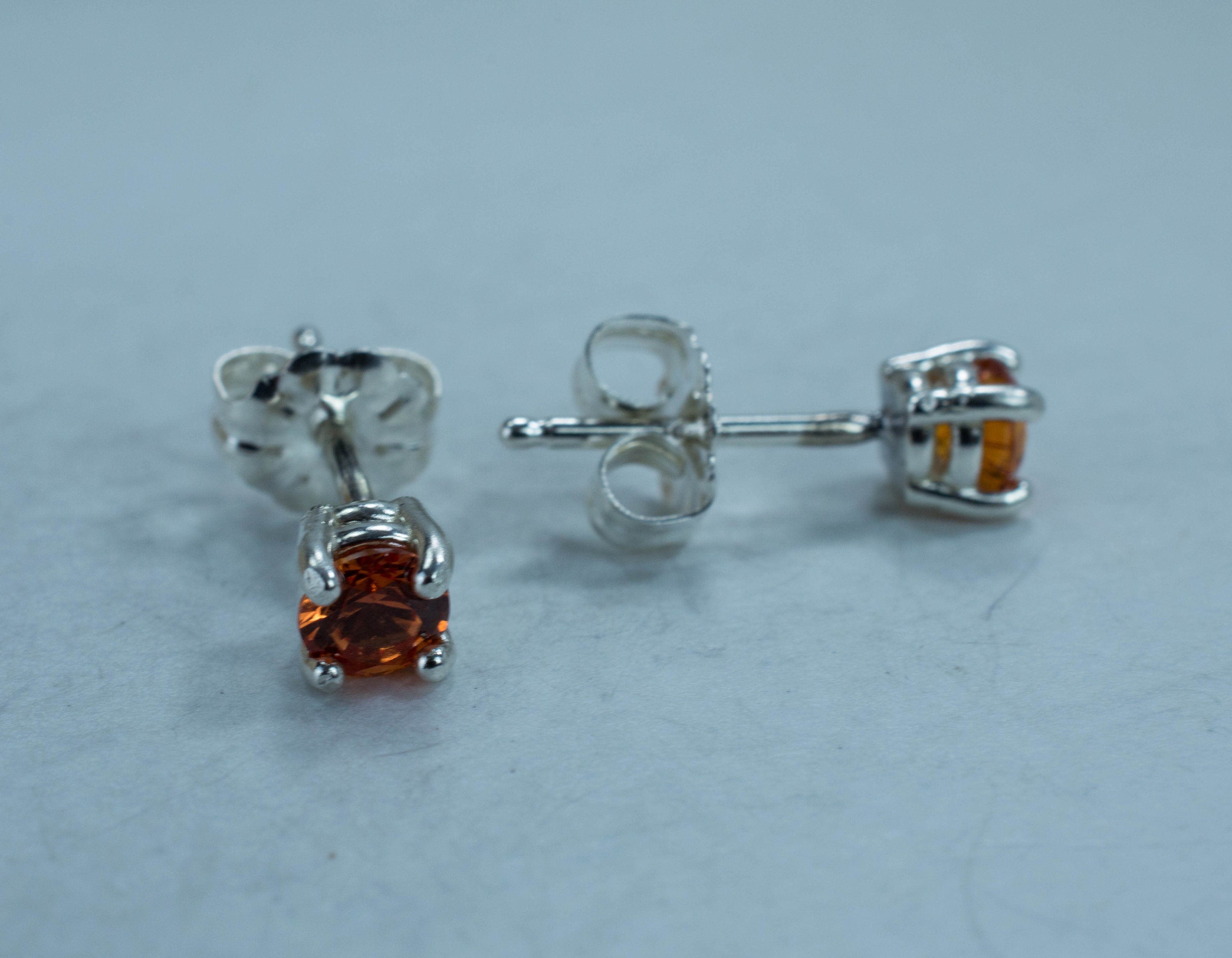 Orange Sapphire Earrings, Genuine Thailand Sapphire - Mark Oliver Gems