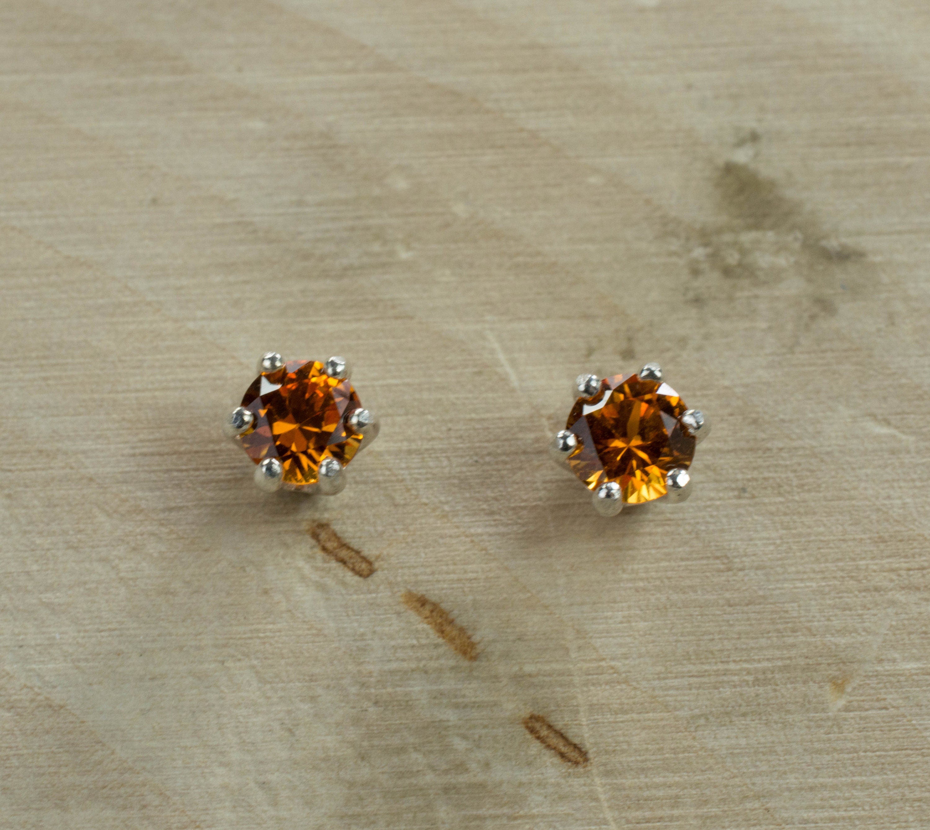 Orange Sapphire Earrings, Natural Thailand Sapphire - Mark Oliver Gems