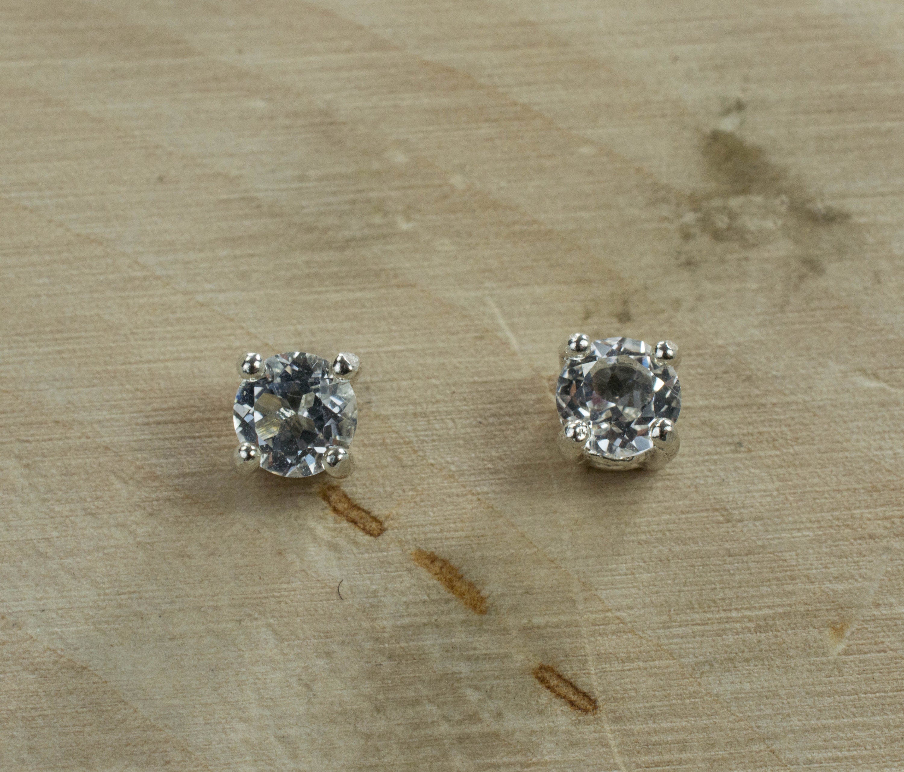 White Topaz Earrings; Genuine Untreated Brazil Topaz - Mark Oliver Gems