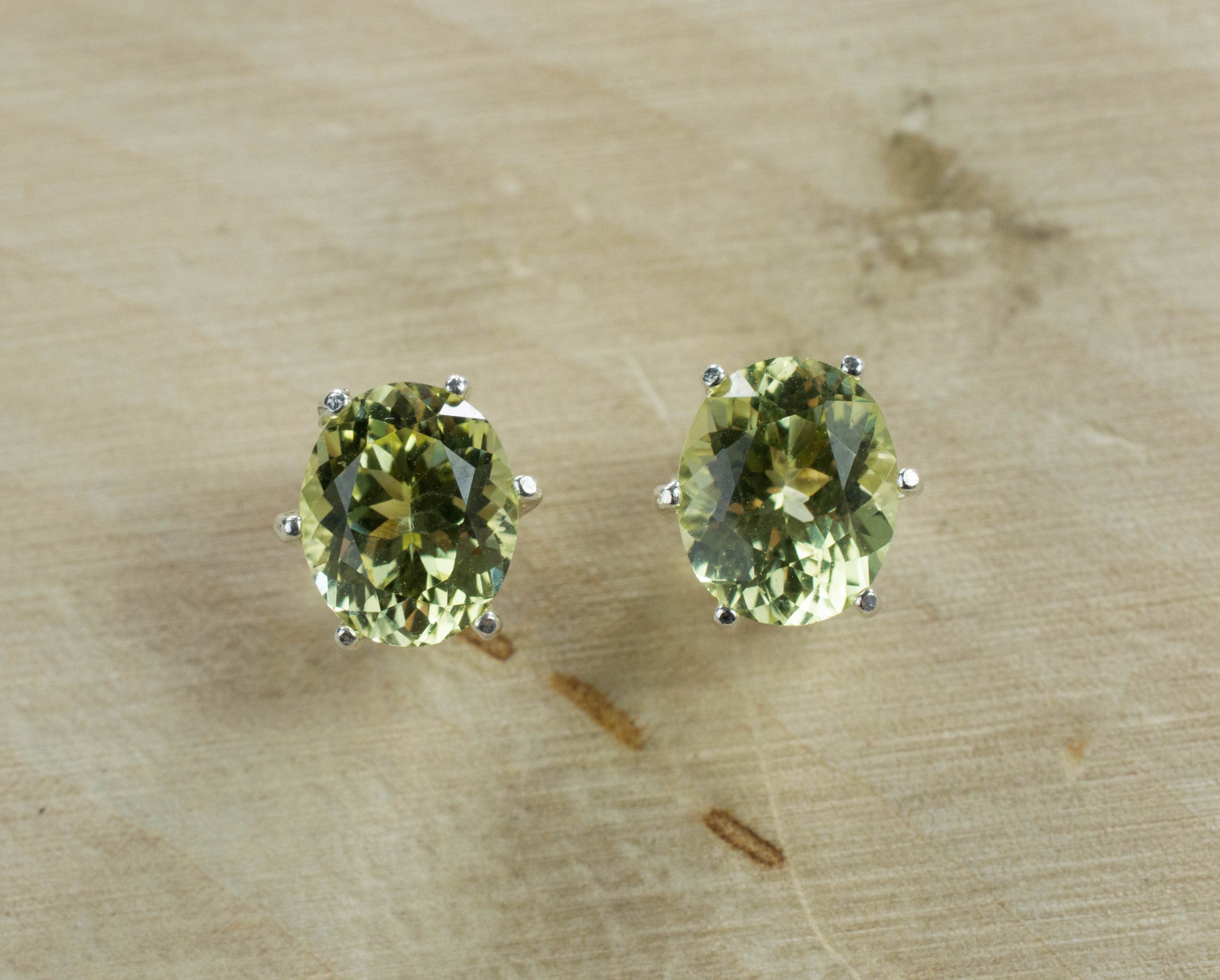 Yellow Apatite Earrings; Natural Untreated Mexican Apatite - Mark Oliver Gems