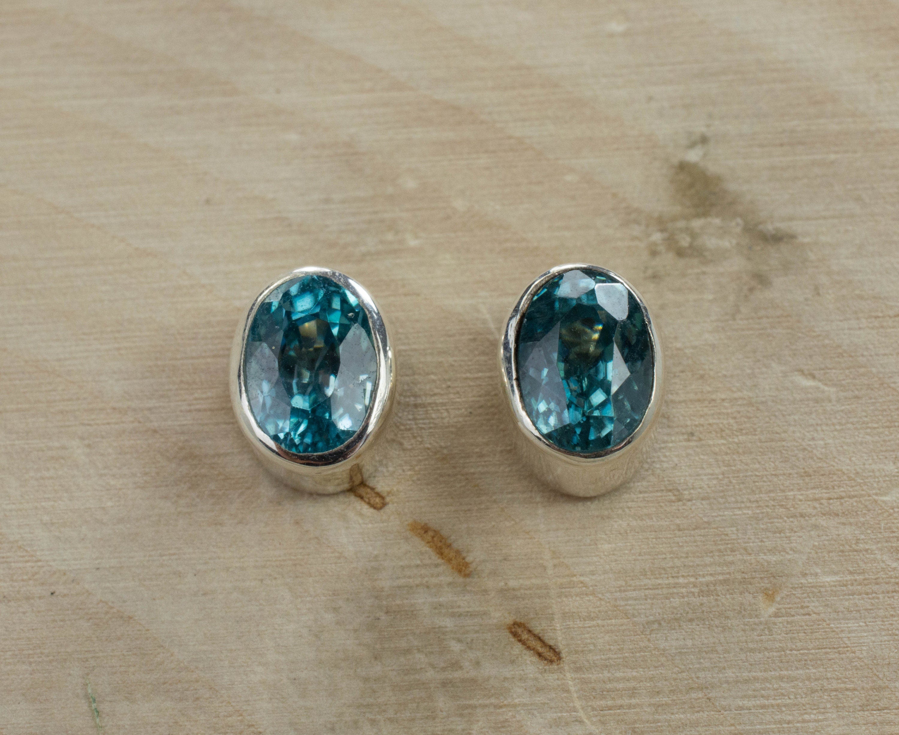 Blue Zircon Earrings; Genuine Cambodia Zircon - Mark Oliver Gems