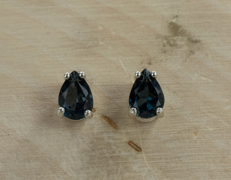 London Blue Topaz Earrings; Genuine Brazil Topaz; 1.405cts