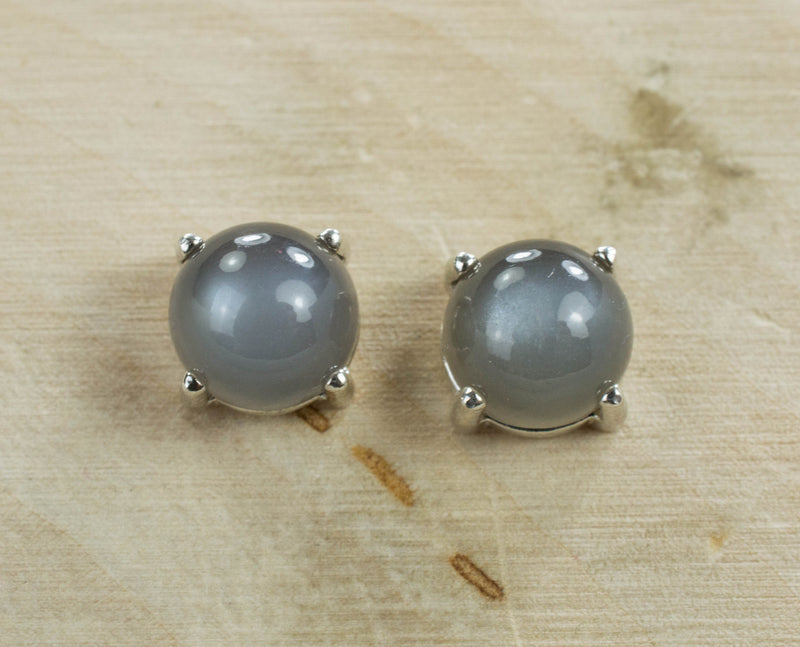 Gray Moonstone Earrings; Genuine Untreated India Moonstone