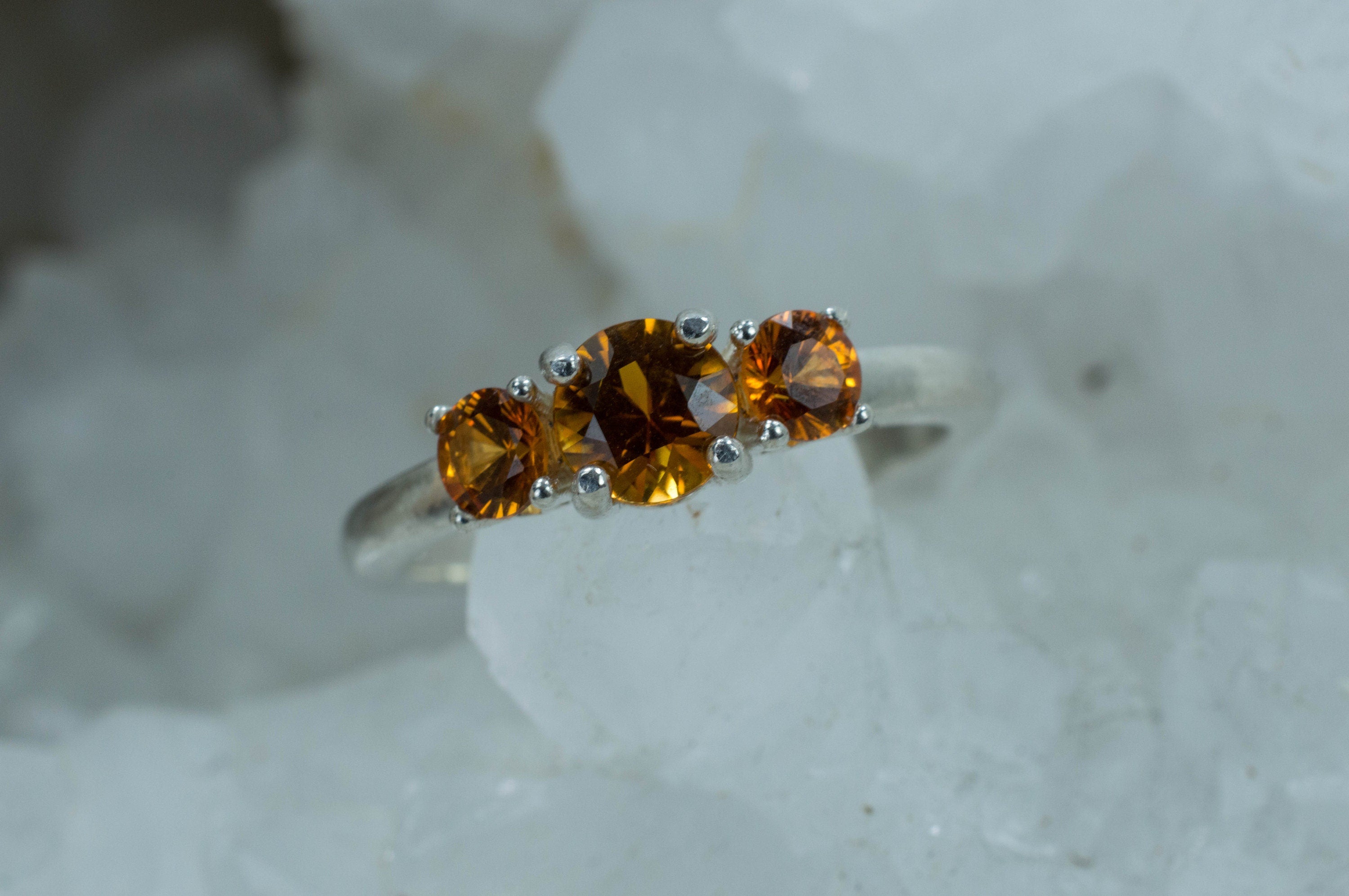 Honey Tourmaline and Spessartite Ring; Genuine Untreated Mozambique Tourmaline and Namibia Garnet - Mark Oliver Gems
