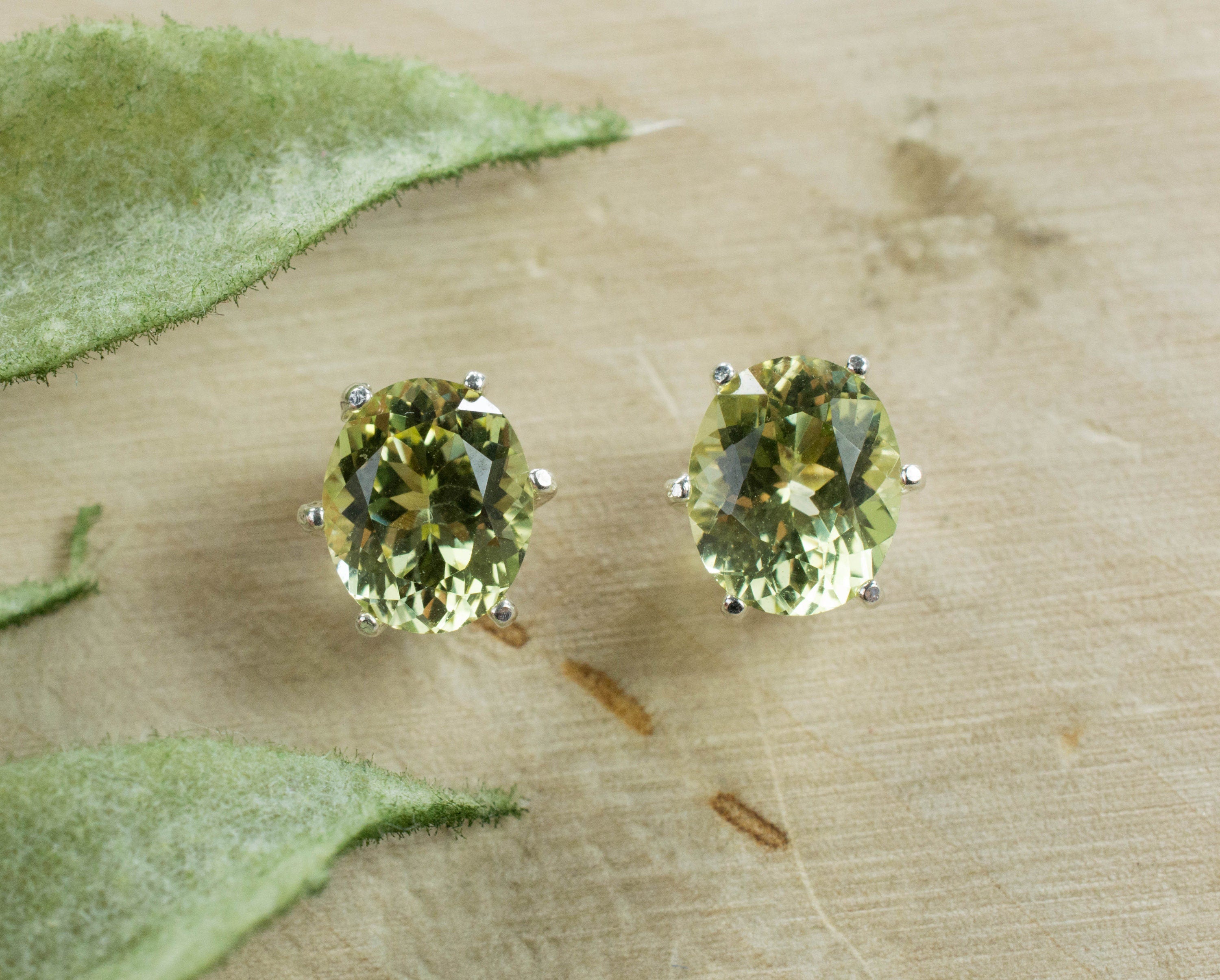 Yellow Apatite Earrings; Natural Untreated Mexican Apatite - Mark Oliver Gems