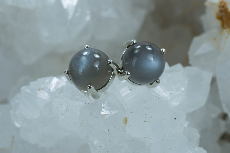 Gray Moonstone Earrings; Genuine Untreated India Moonstone