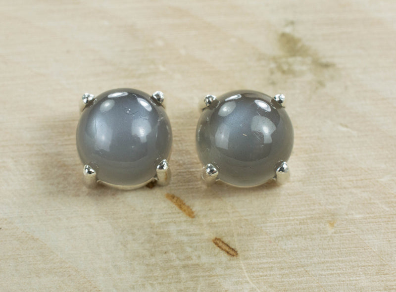 Gray Moonstone Earrings; Natural Untreated Indian Moonstone