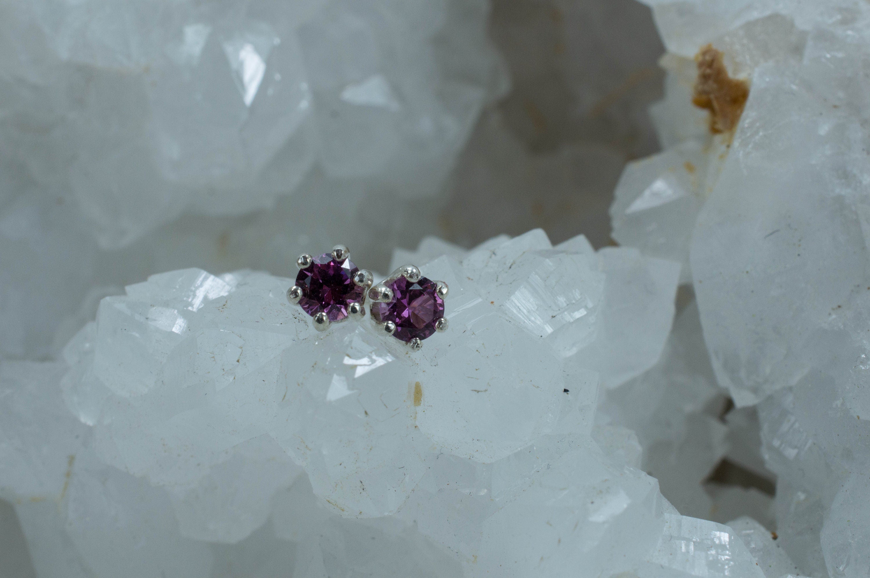 Purple Garnet Earrings, Genuine Untreated Rare Mozambique Garnet; 0.405cts - Mark Oliver Gems