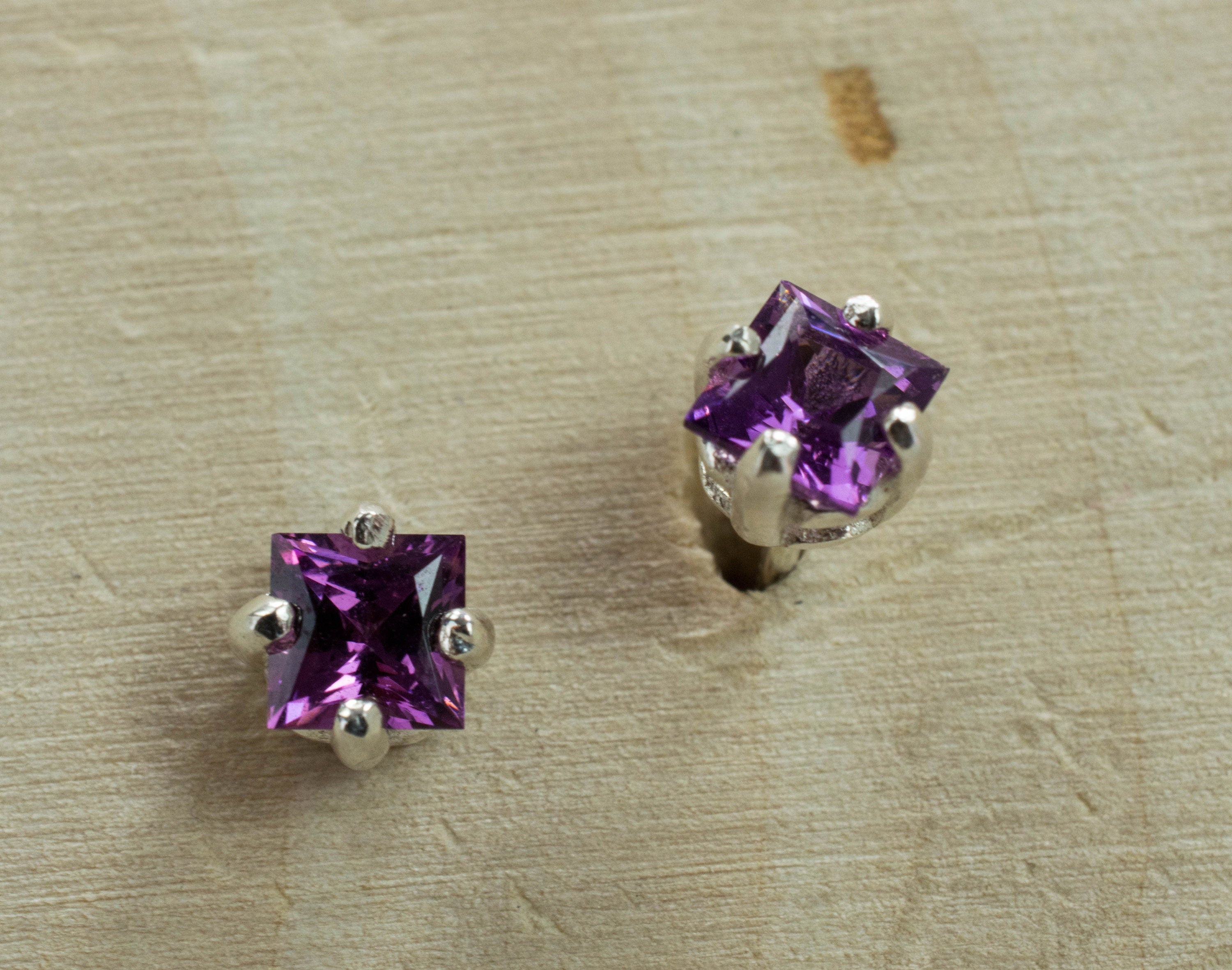 Purple Garnet Earrings, Genuine Untreated Rare Mozambique Garnet; 0.625cts - Mark Oliver Gems