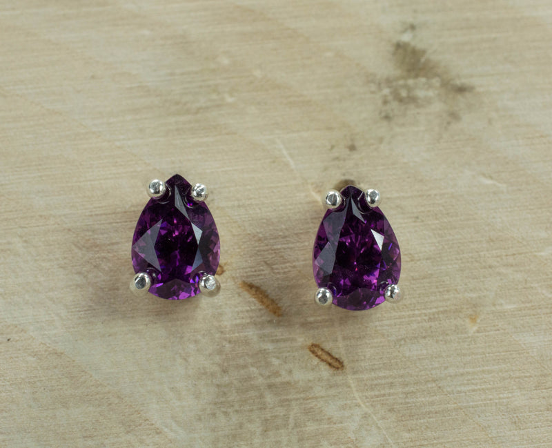 Purple Garnet Earrings, Genuine Untreated Rare Mozambique Garnet; 1.765cts