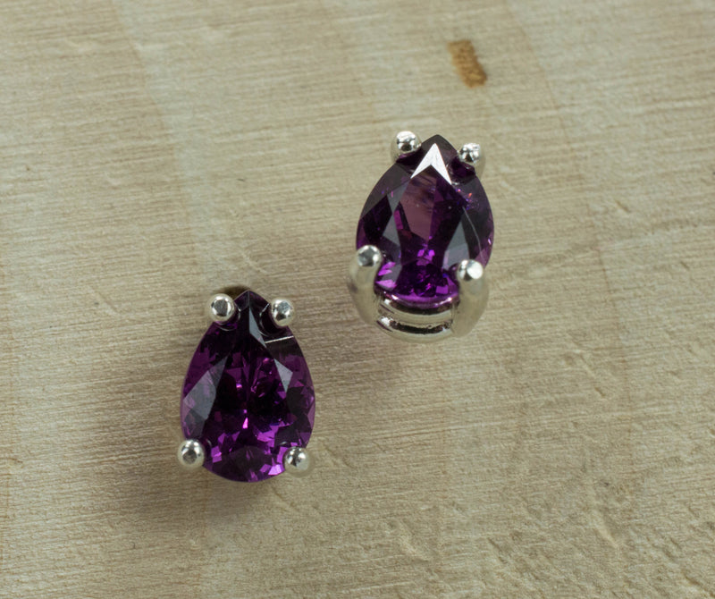 Purple Garnet Earrings, Genuine Untreated Rare Mozambique Garnet; 1.765cts