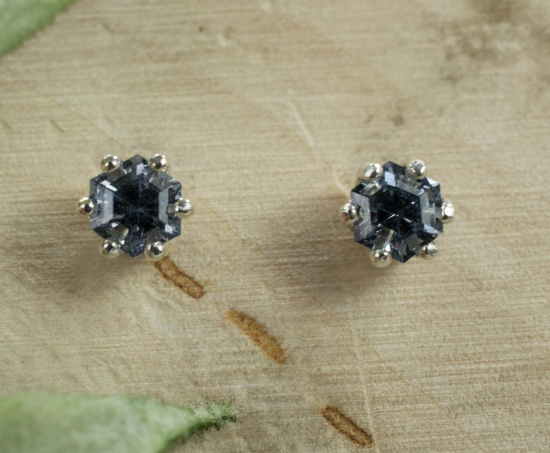 Gray Spinel Earrings; Genuine Untreated Mozambique Spinel; 0.470cts