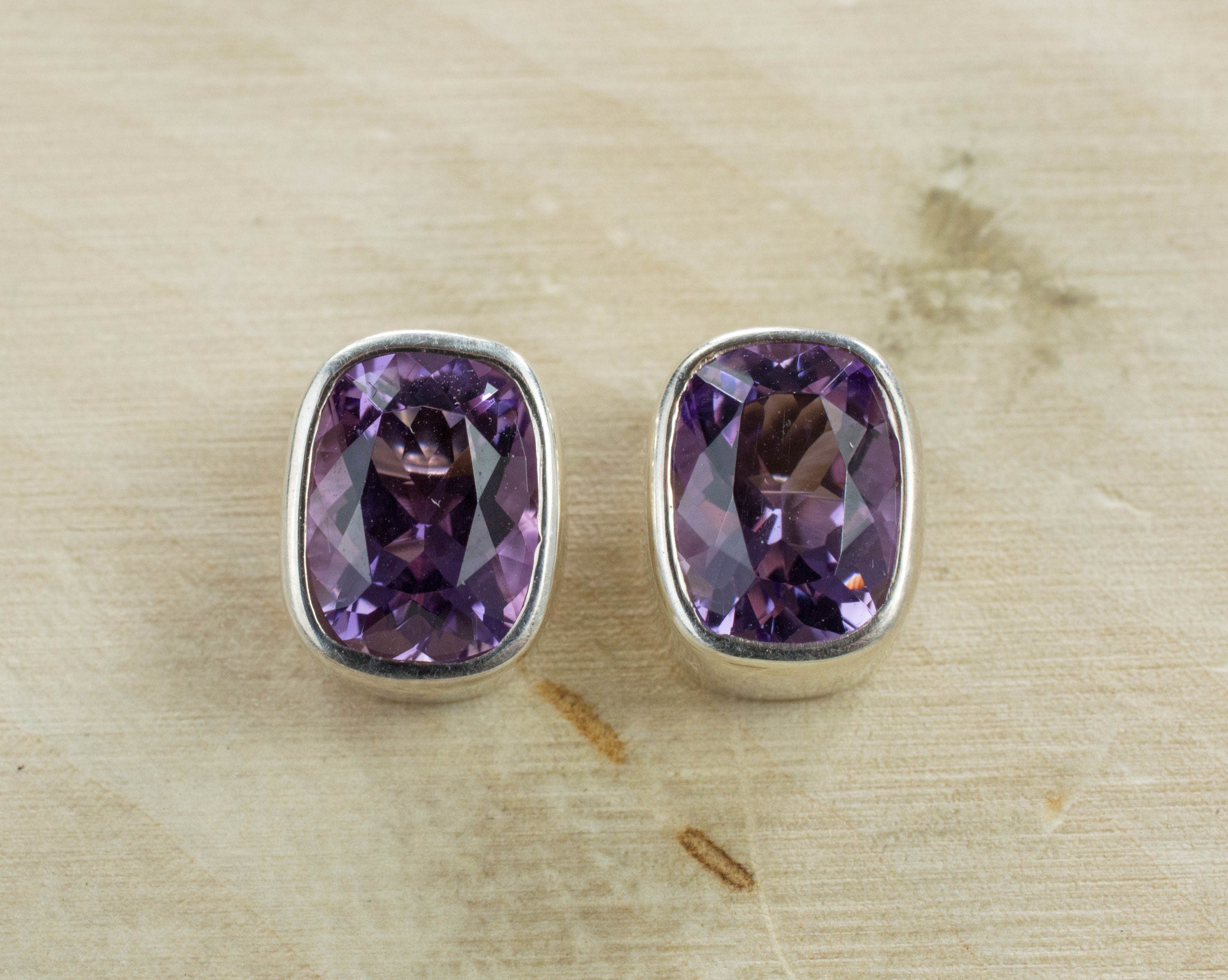 Amethyst Earrings, Genuine Untreated Brazilian Mined Amethyst - Mark Oliver Gems