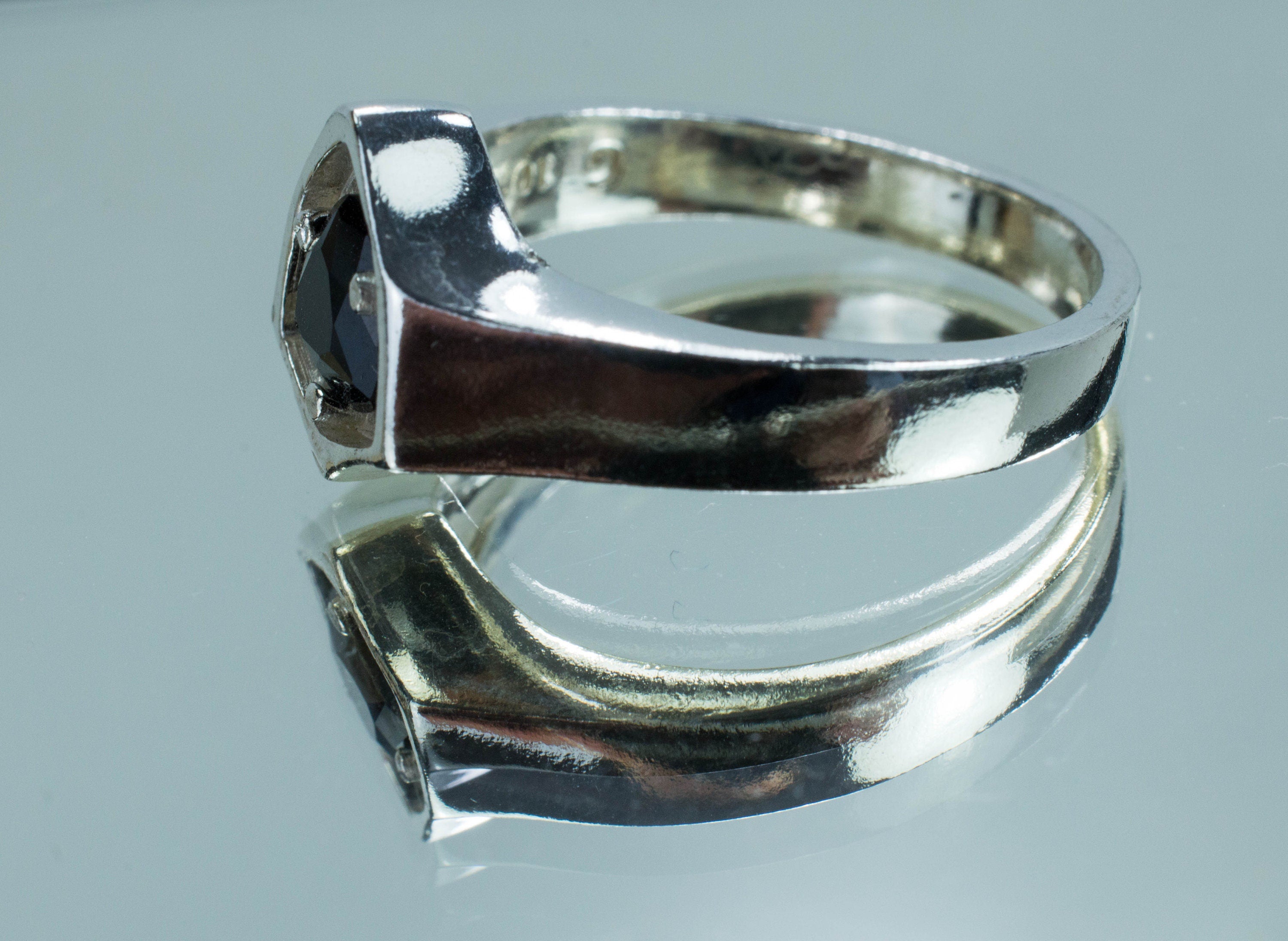 Black Spinel Sterling Silver Ring, Genuine Untreated Thailand Spinel; Men's Ring - Mark Oliver Gems