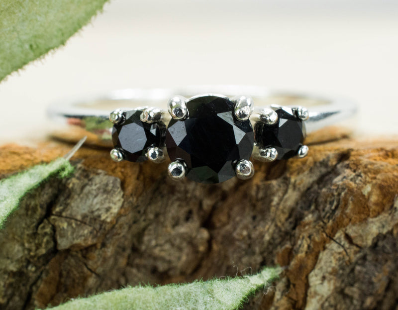 Black Spinel Ring, Natural Untreated Thai Spinel