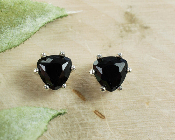 Black Spinel Earrings; Natural Untreated Thai Spinel