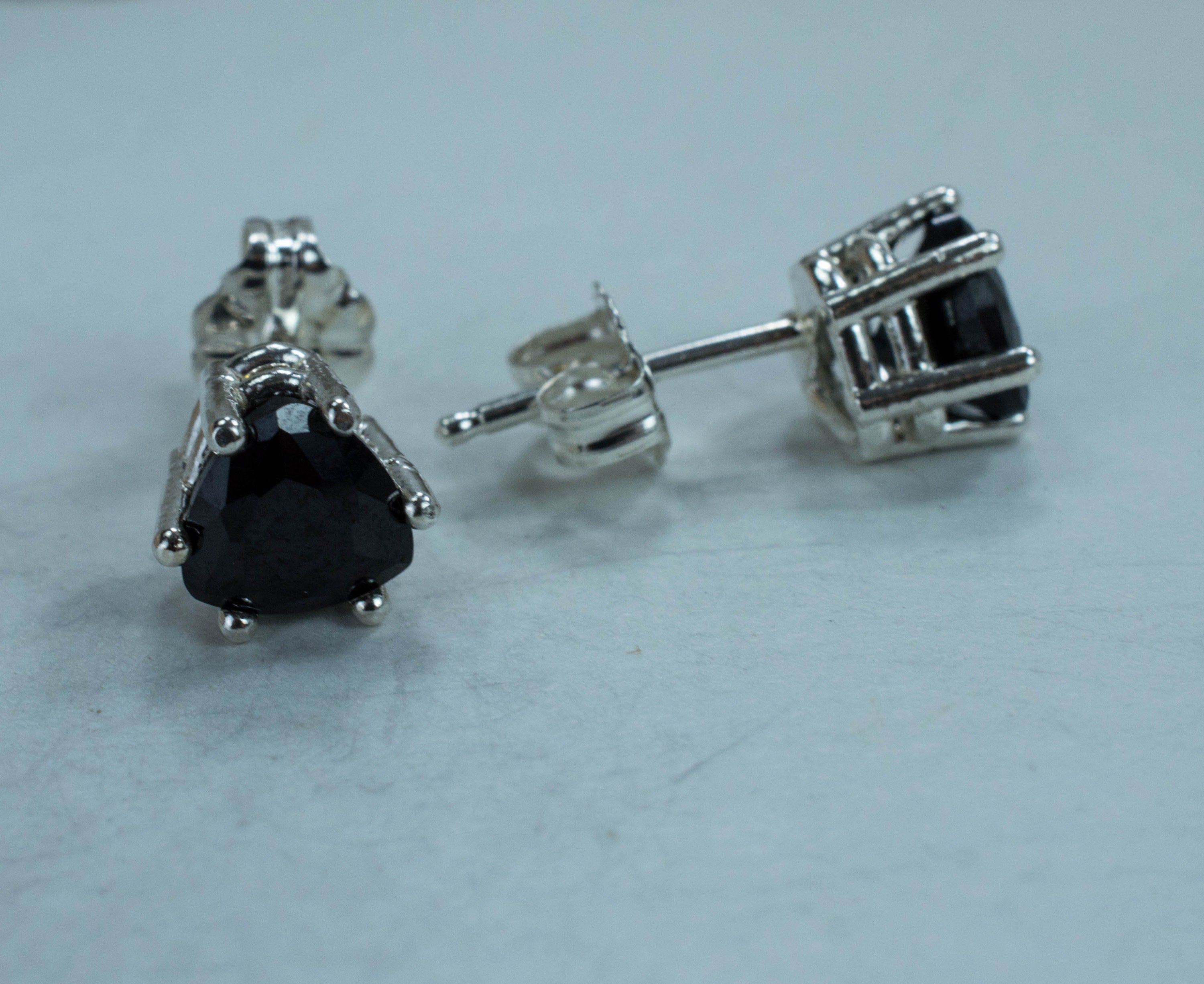 Black Spinel Earrings; Natural Untreated Thai Spinel - Mark Oliver Gems