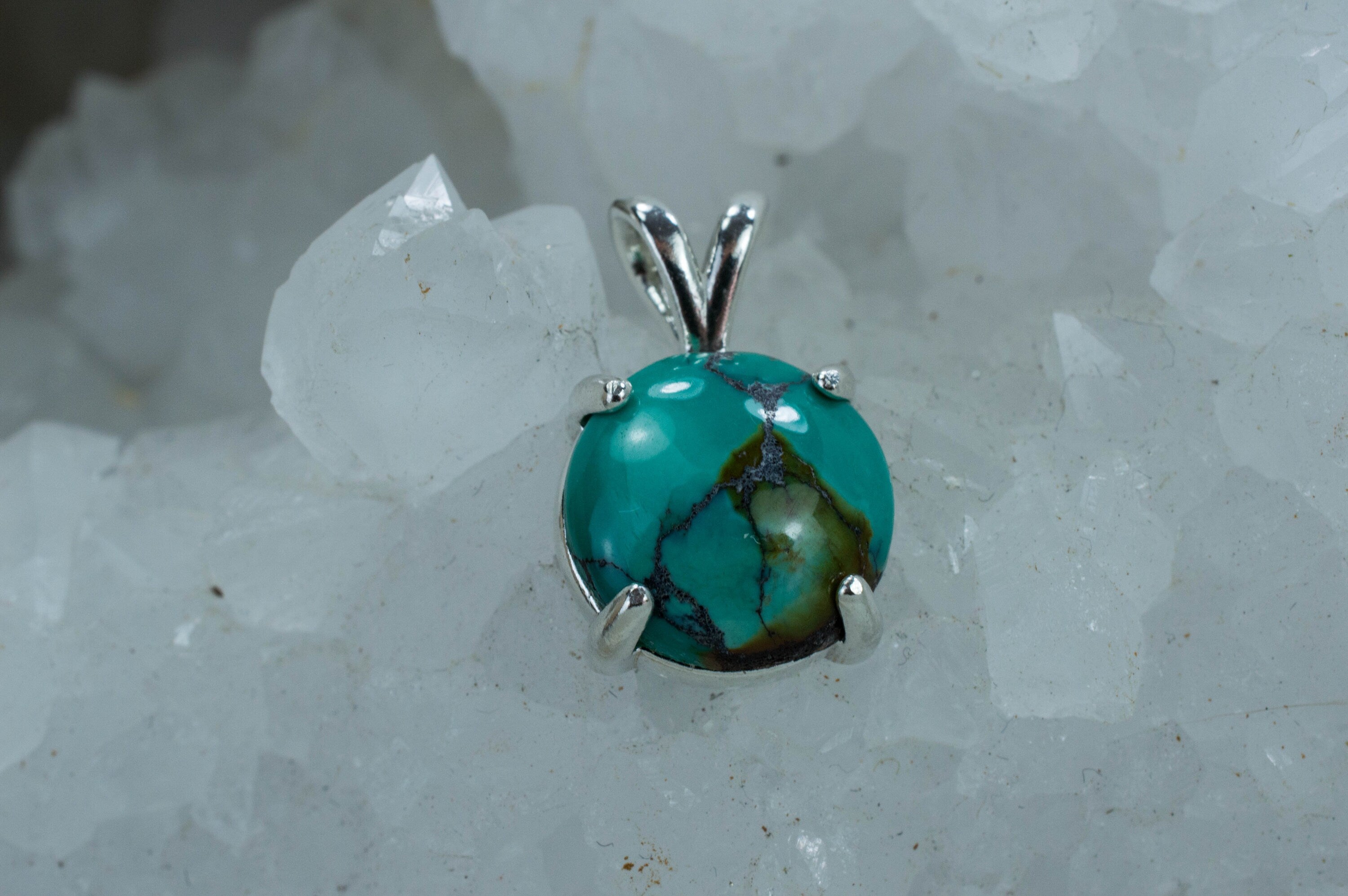 Turquoise Pendant, Natural Untreated Hubei Turquoise - Mark Oliver Gems