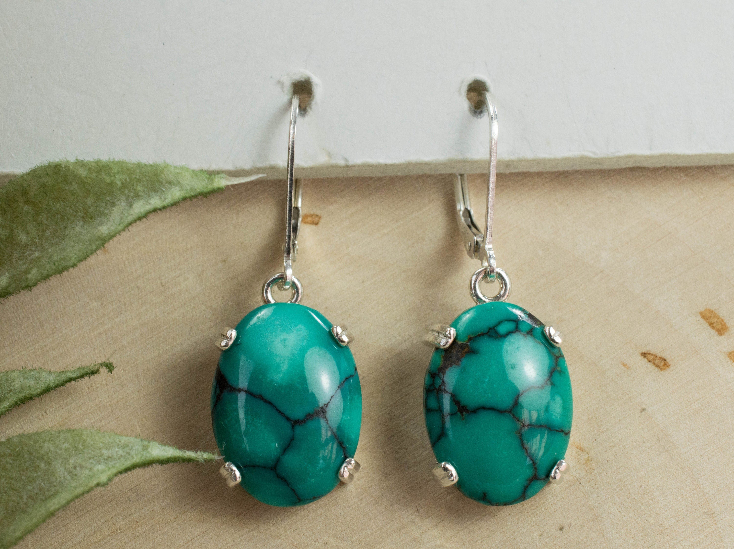 Turquoise Earrings, Natural Untreated Hubei Turquoise - Mark Oliver Gems