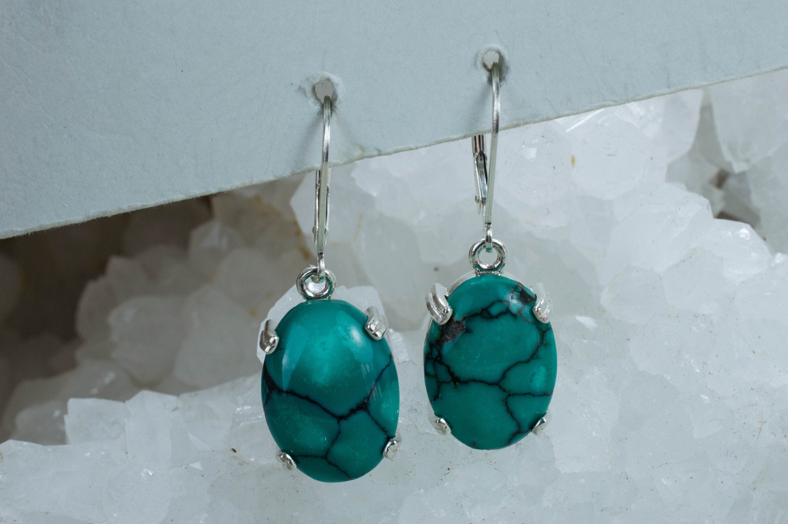 Turquoise Earrings, Natural Untreated Hubei Turquoise - Mark Oliver Gems
