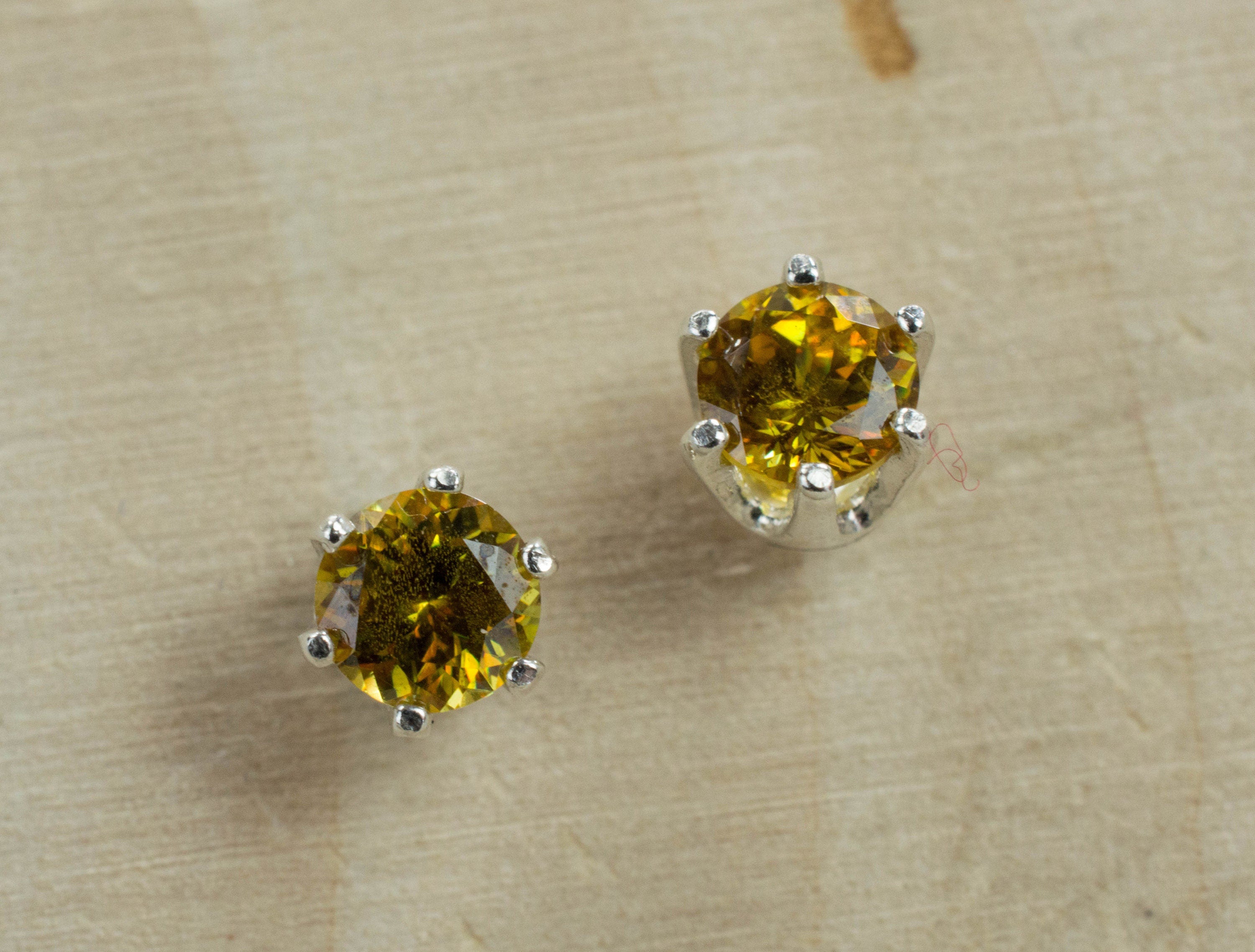 Sphene Earrings, Natural Untreated Pakistan Sphene; 0.625cts - Mark Oliver Gems