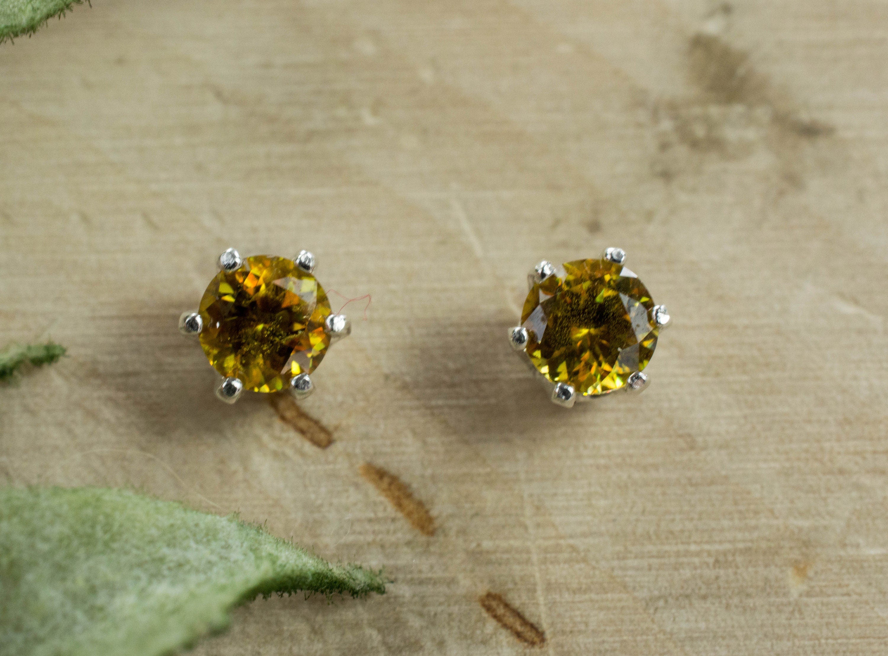 Sphene Earrings, Natural Untreated Pakistan Sphene; 0.625cts - Mark Oliver Gems