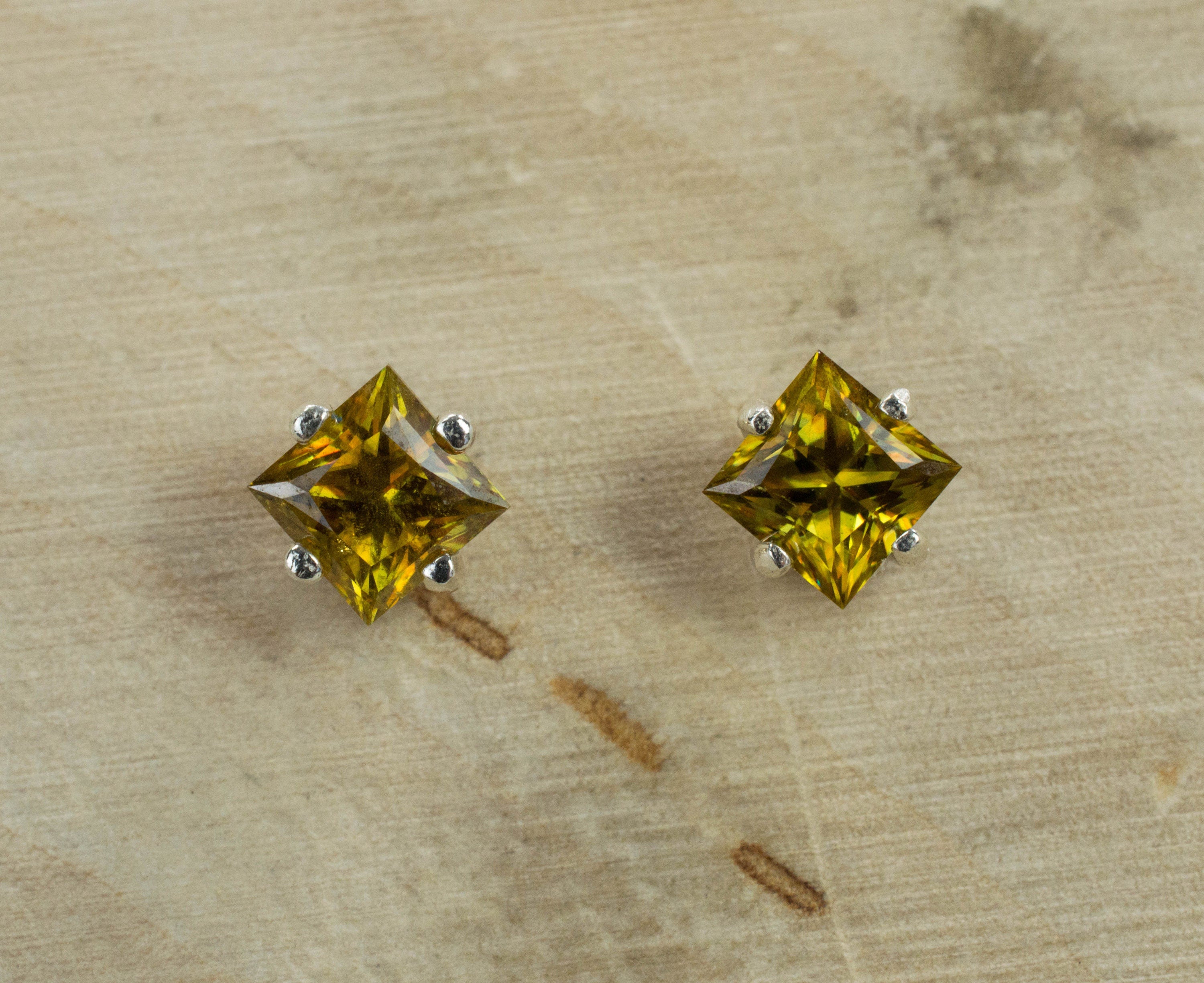 Sphene Earrings, Natural Untreated Pakistan Sphene; 0.860cts - Mark Oliver Gems