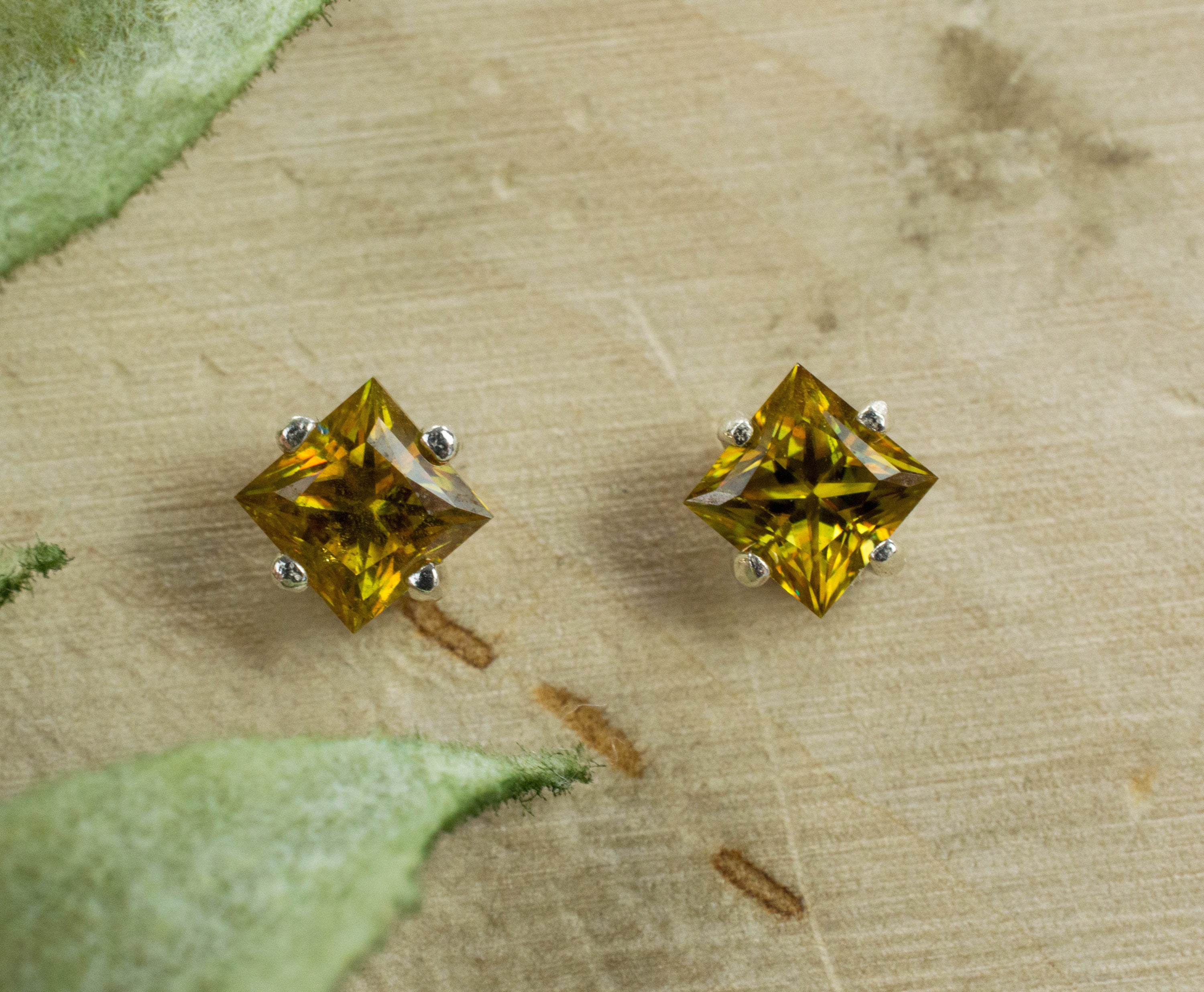 Sphene Earrings, Natural Untreated Pakistan Sphene; 0.860cts - Mark Oliver Gems