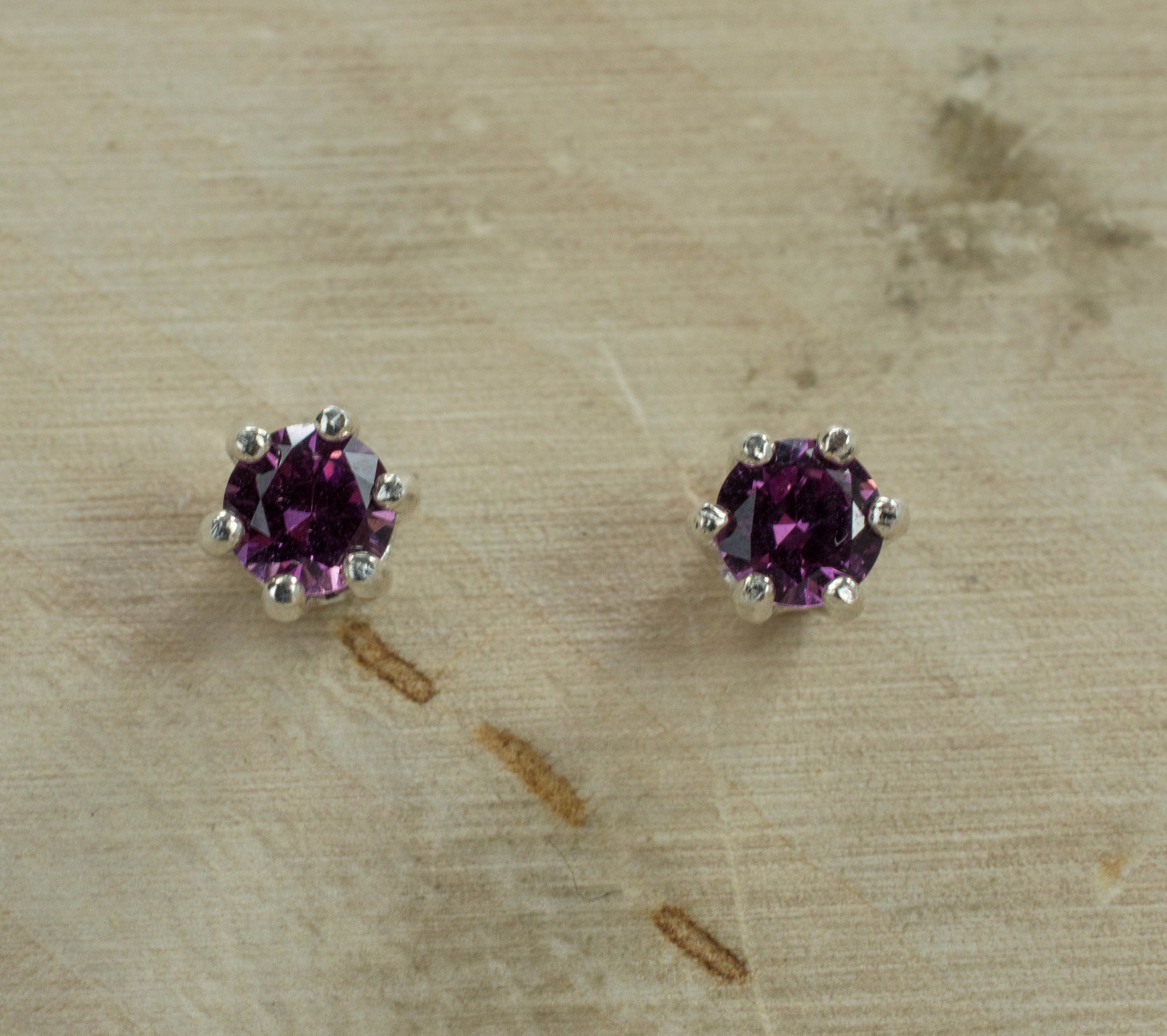 Purple Garnet Earrings, Genuine Untreated Rare Mozambique Garnet; 0.405cts - Mark Oliver Gems