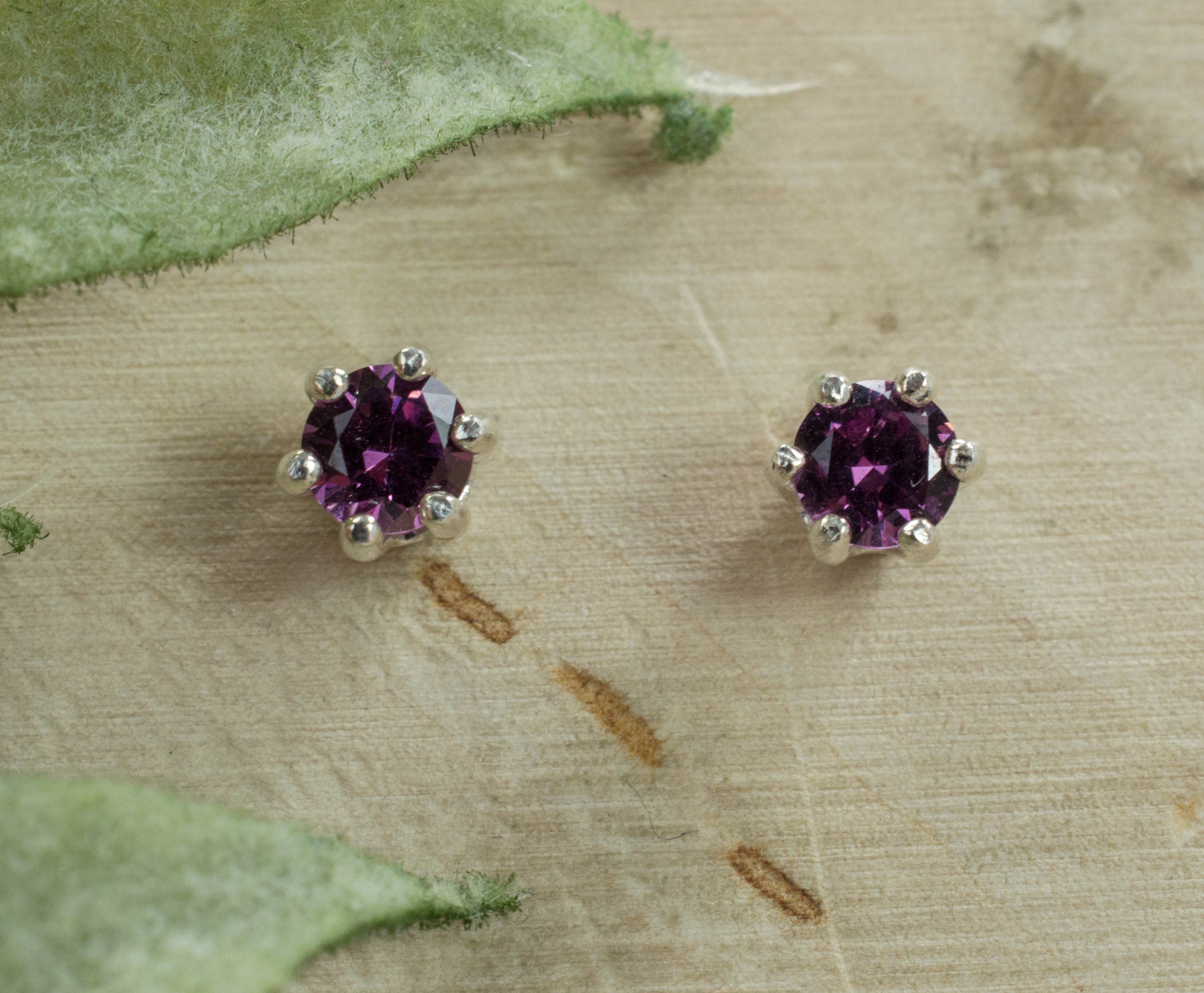 Purple Garnet Earrings, Genuine Untreated Rare Mozambique Garnet; 0.405cts - Mark Oliver Gems