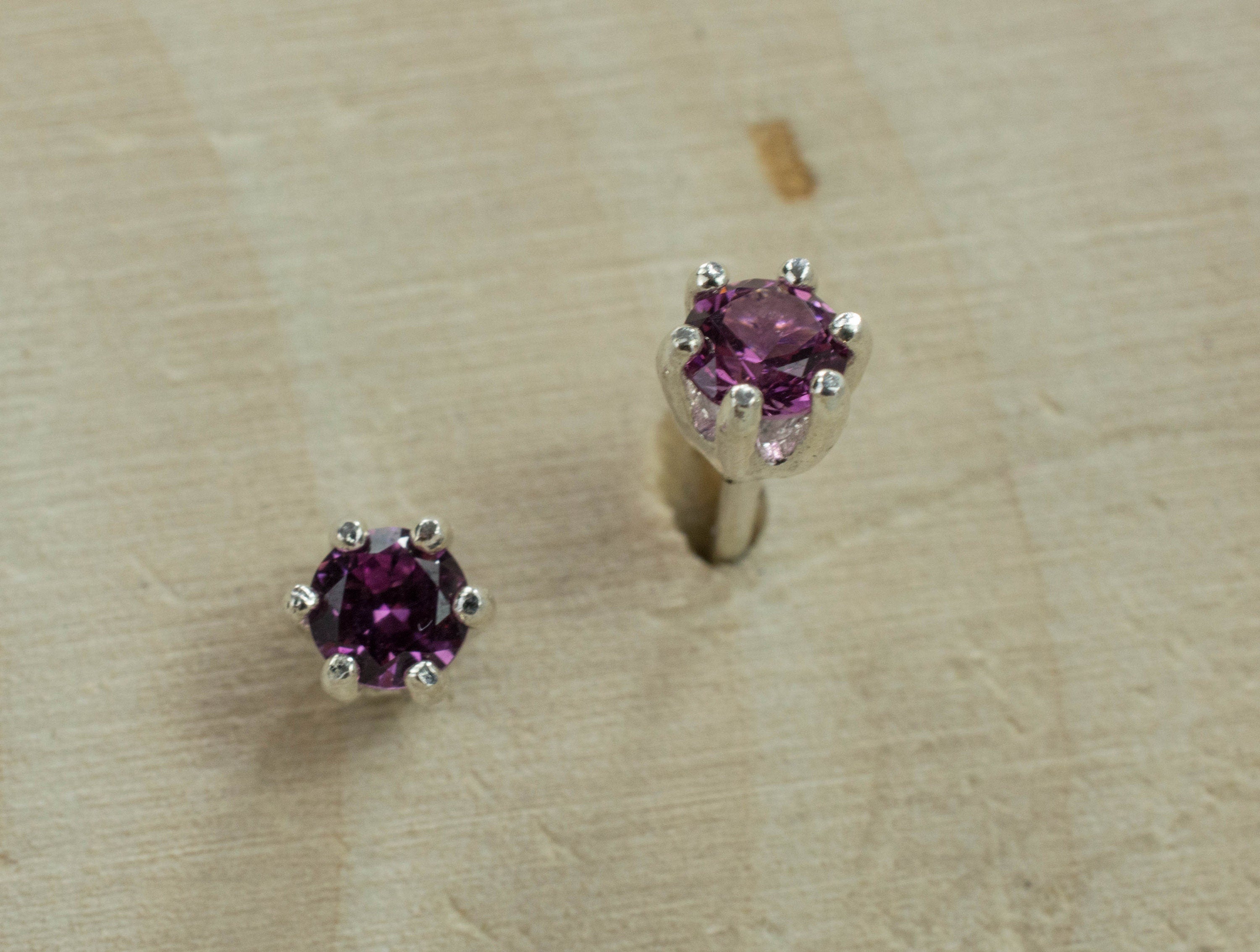 Purple Garnet Earrings, Genuine Untreated Rare Mozambique Garnet; 0.405cts - Mark Oliver Gems