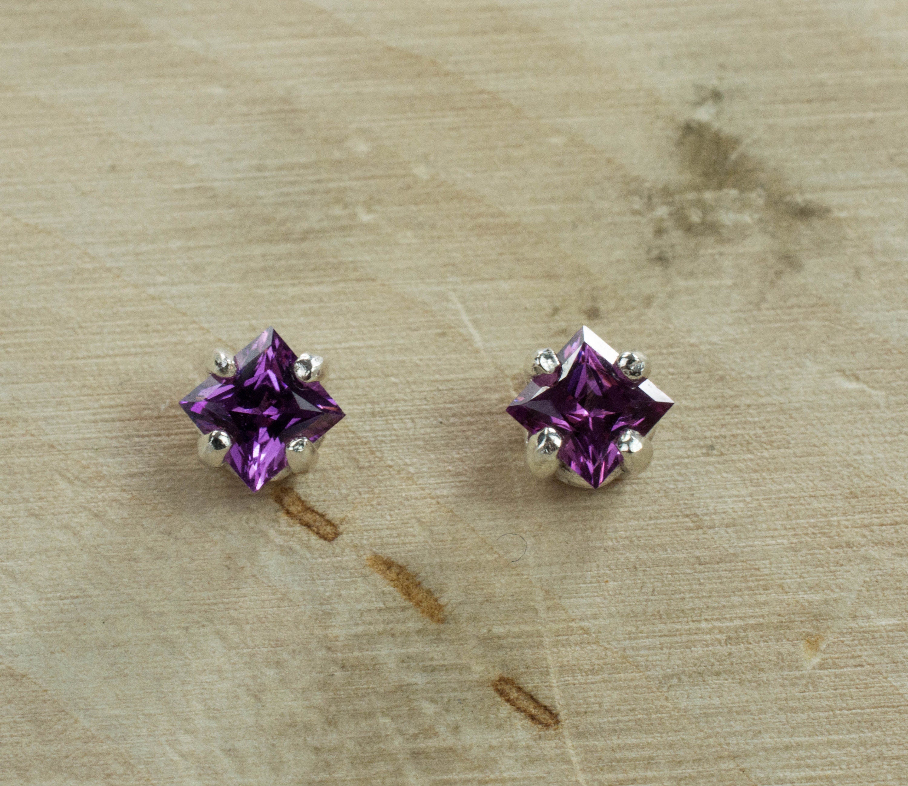 Purple Garnet Earrings, Genuine Untreated Rare Mozambique Garnet; 0.625cts - Mark Oliver Gems