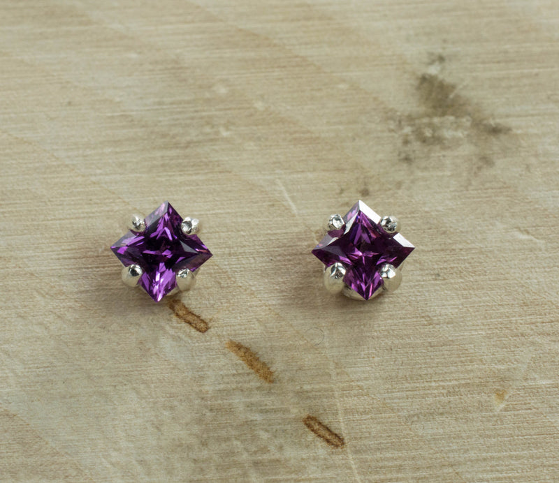 Purple Garnet Earrings, Genuine Untreated Rare Mozambique Garnet; 0.625cts