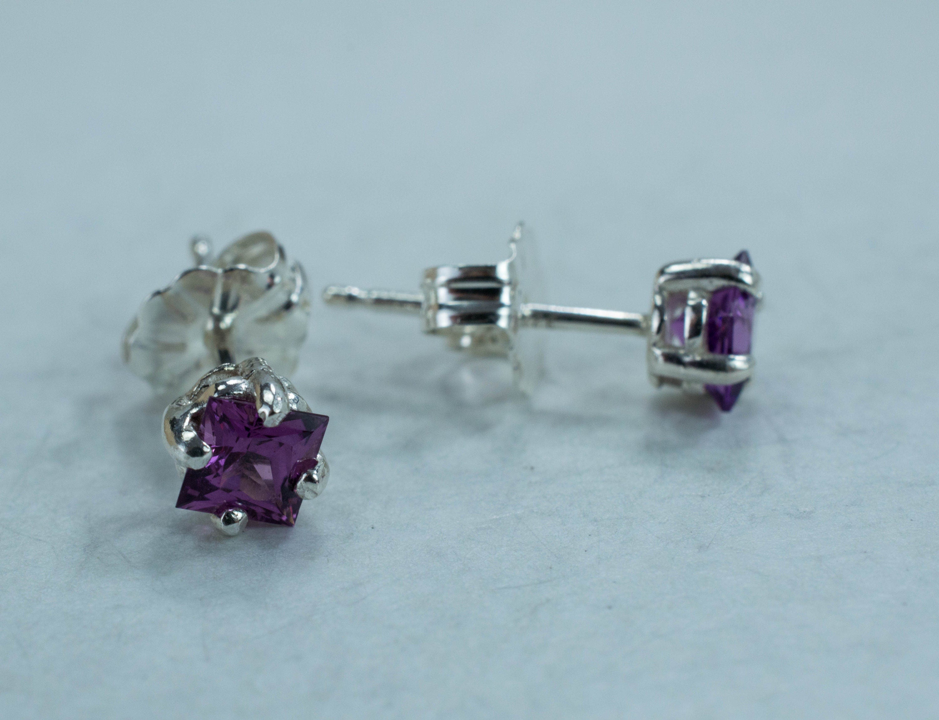 Purple Garnet Earrings, Genuine Untreated Rare Mozambique Garnet; 0.625cts - Mark Oliver Gems