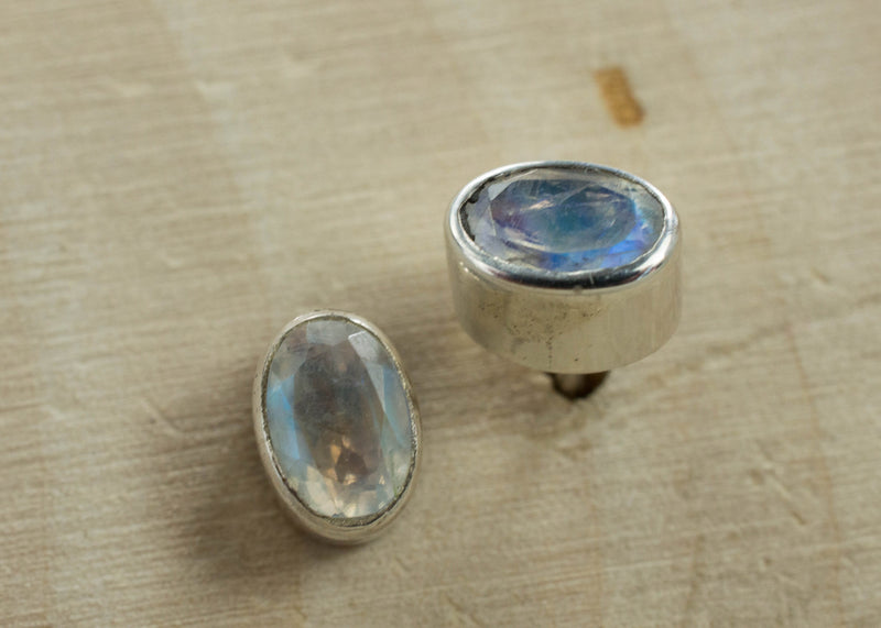 Rainbow Moonstone Earrings, Genuine Untreated India Moonstone; 0.775cts