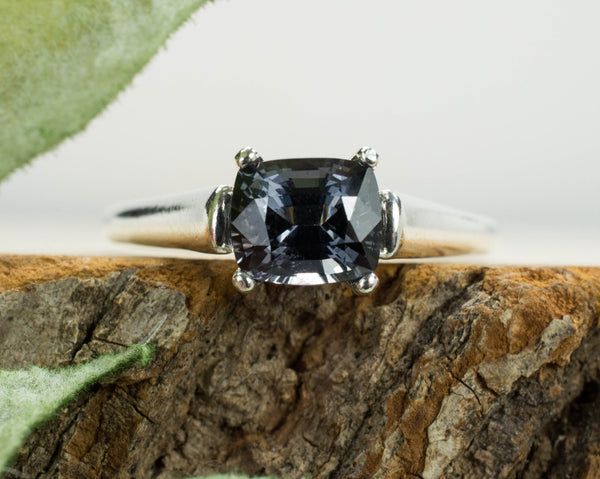 Gray Spinel Ring; Genuine Untreated Burma Spinel
