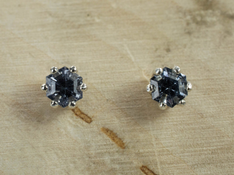 Gray Spinel Earrings; Genuine Untreated Mozambique Spinel; 0.470cts