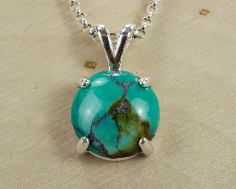 Turquoise Pendant, Natural Untreated Hubei Turquoise