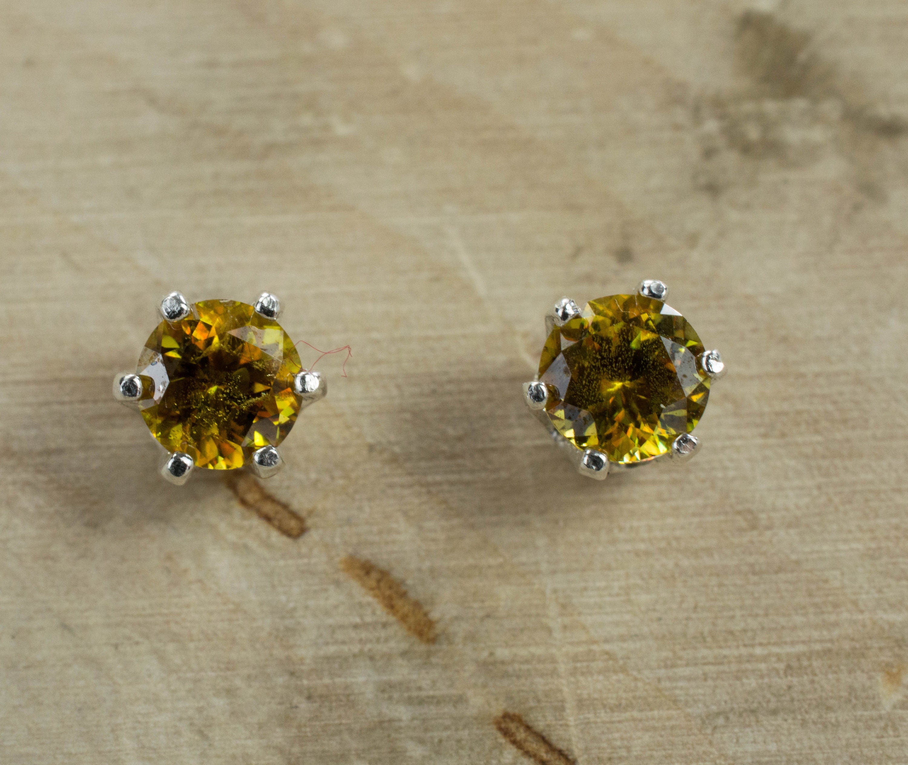 Sphene Earrings, Natural Untreated Pakistan Sphene; 0.625cts - Mark Oliver Gems