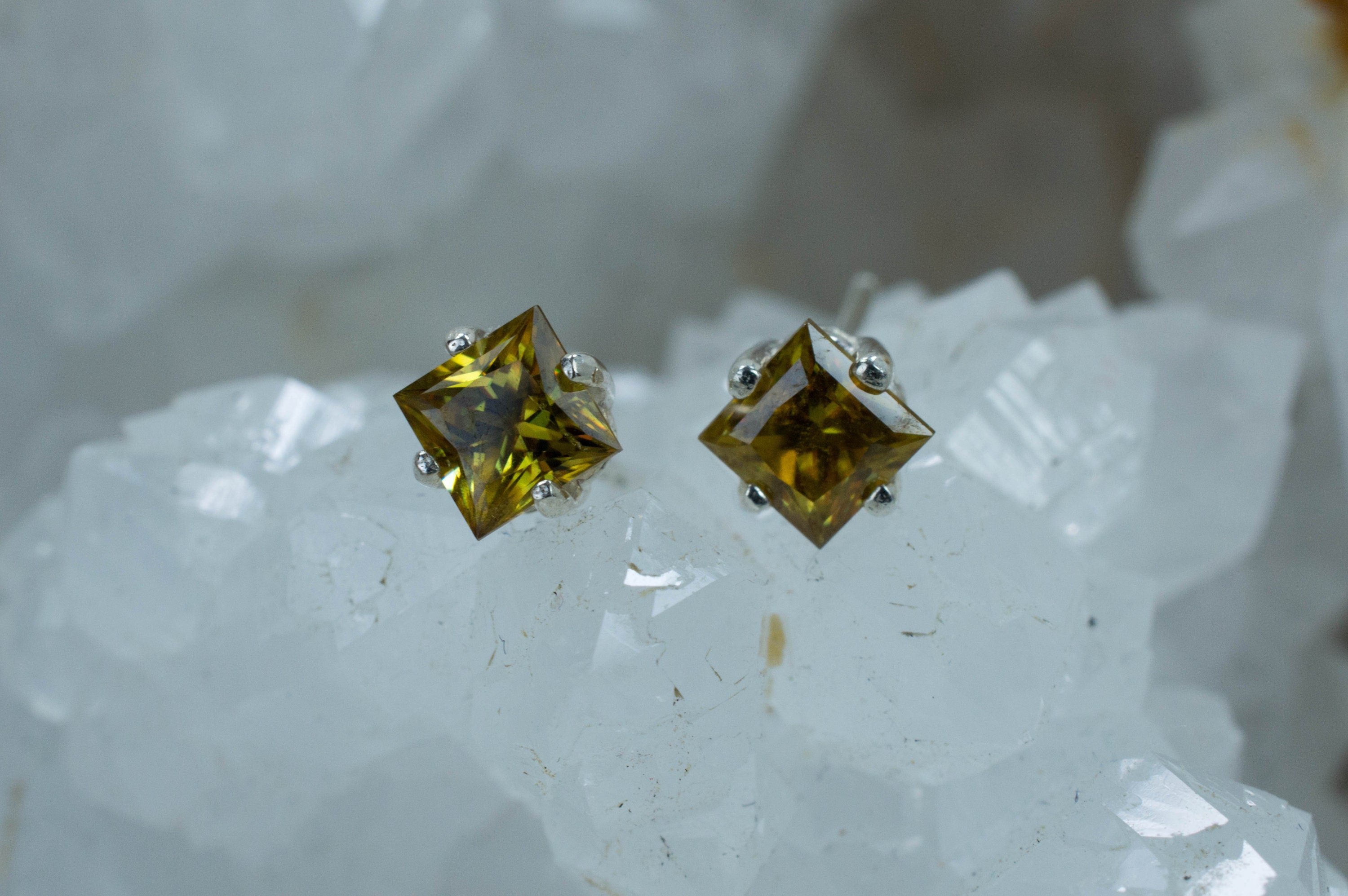 Sphene Earrings, Natural Untreated Pakistan Sphene; 0.860cts - Mark Oliver Gems