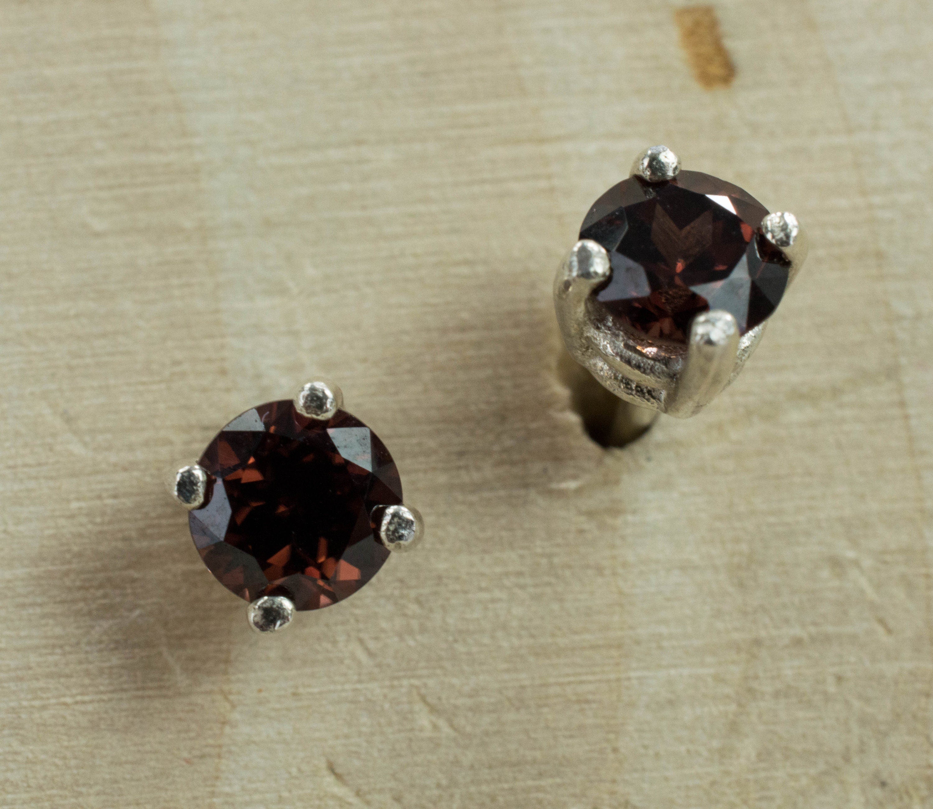 Zircon Earrings; Natural Untreated Tanzania Red Zircon - Mark Oliver Gems