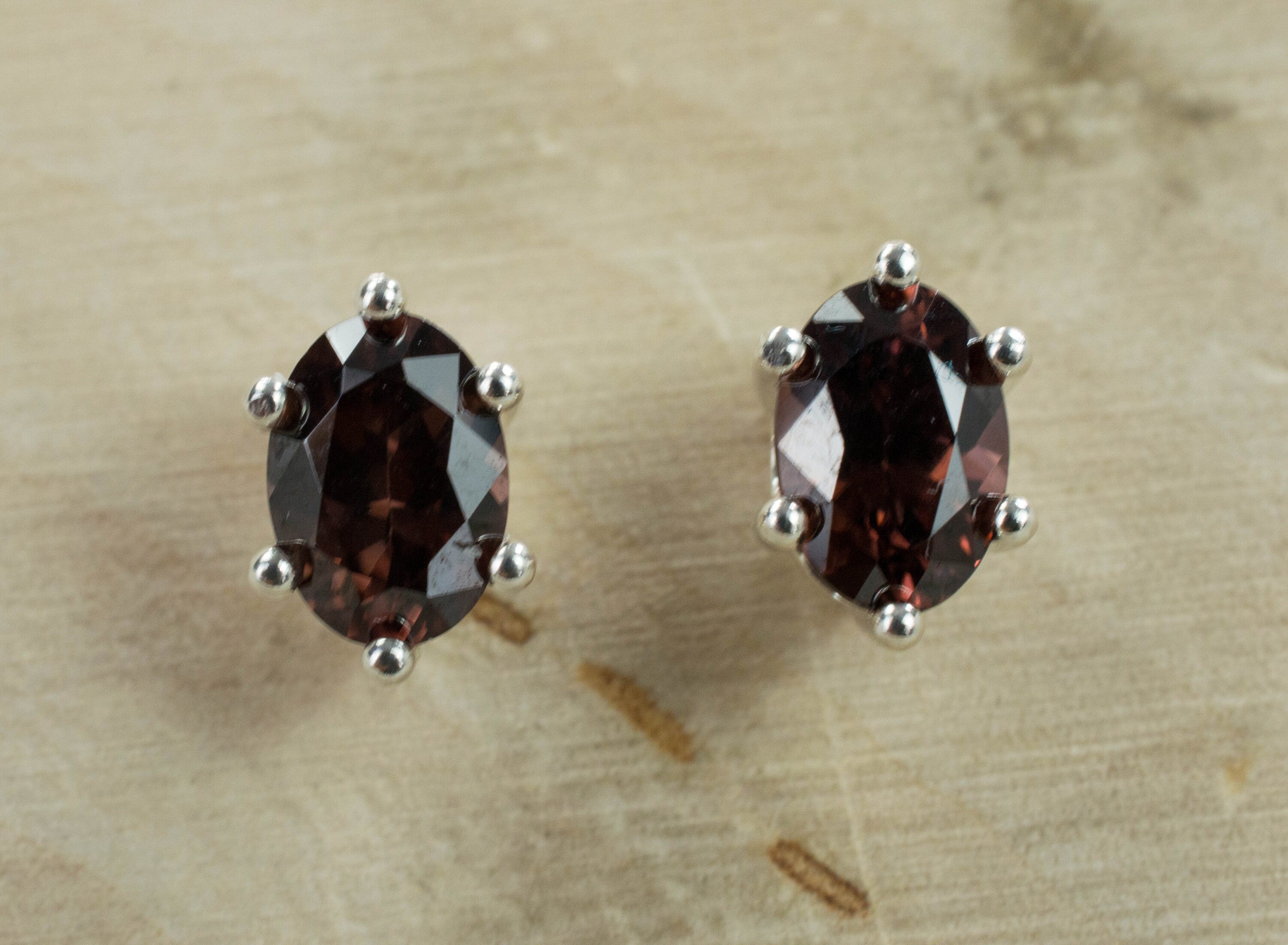 Zircon Earrings; Genuine Untreated Tanzanian Red Zircon - Mark Oliver Gems