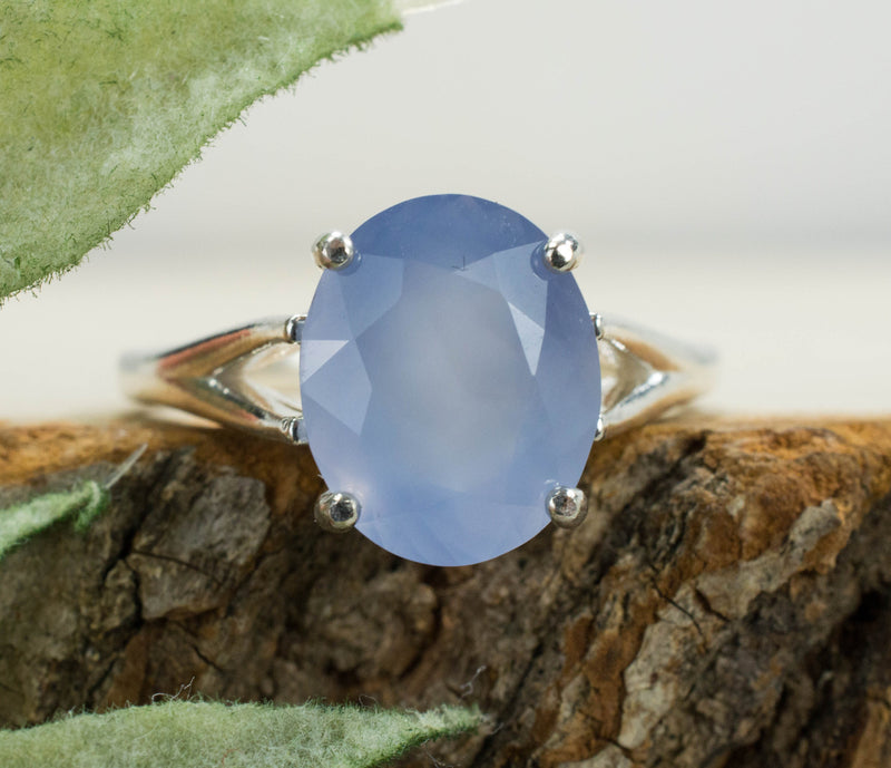 Blue Agate Ring; Natural Untreated Mexico Blue Agate